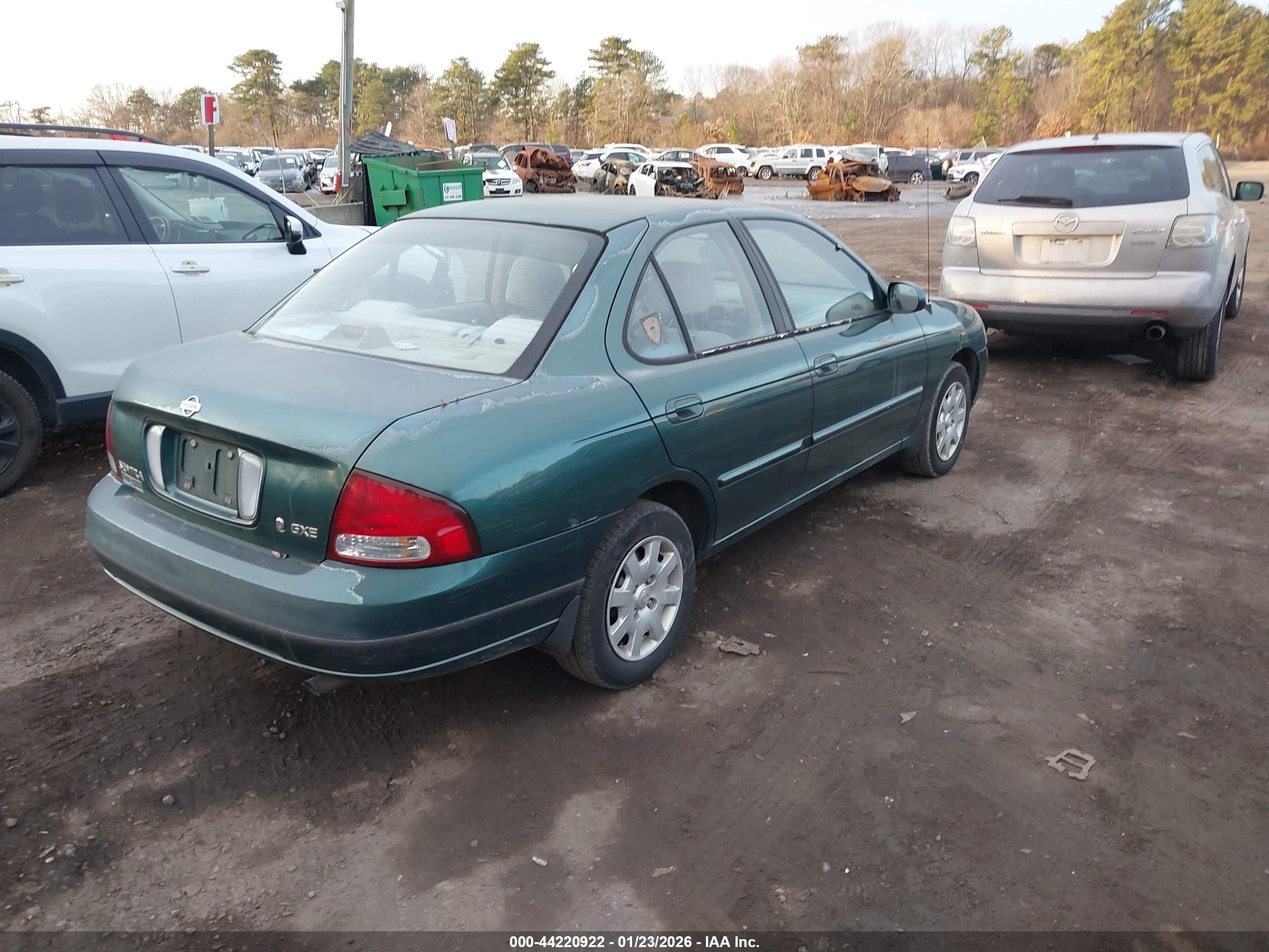 2000 Nissan Sentra Gxe/xe Green vin: 3N1CB51D6YL343449