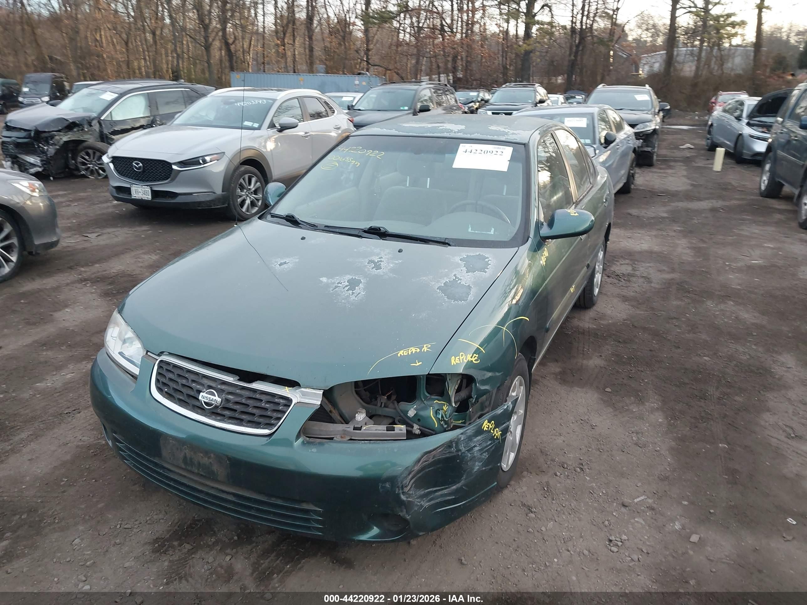 2000 Nissan Sentra Gxe/xe Green vin: 3N1CB51D6YL343449