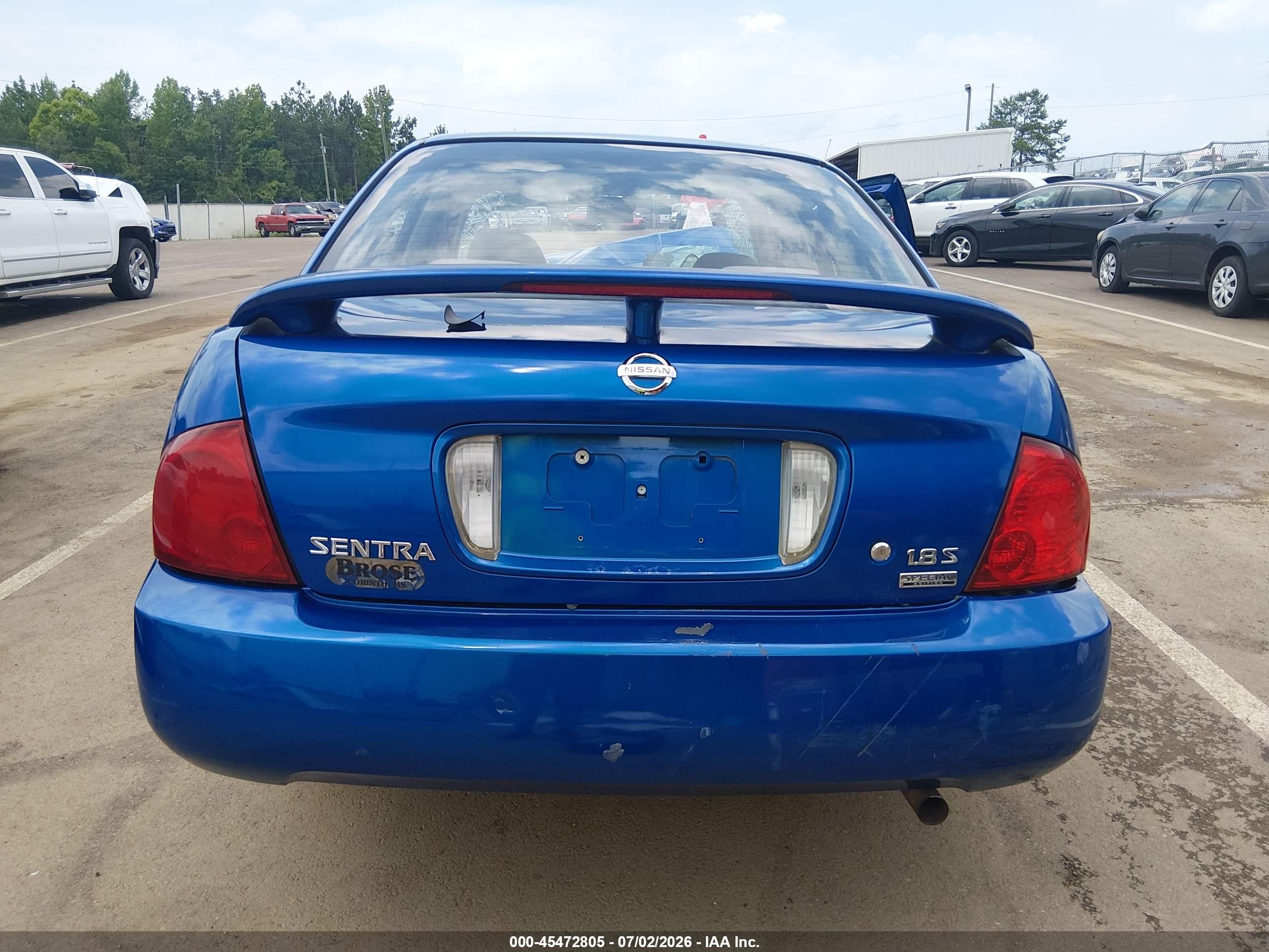 2006 Nissan Sentra 1.8s Blue vin: 3N1CB51D76L587074