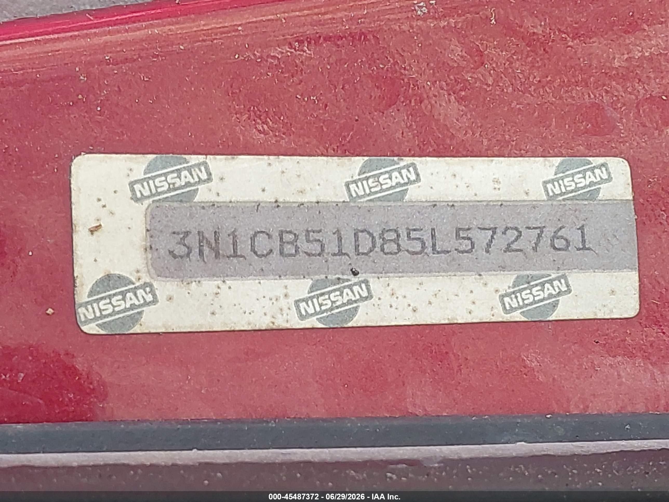 2005 Nissan Sentra 1.8s Бордовый vin: 3N1CB51D85L572761