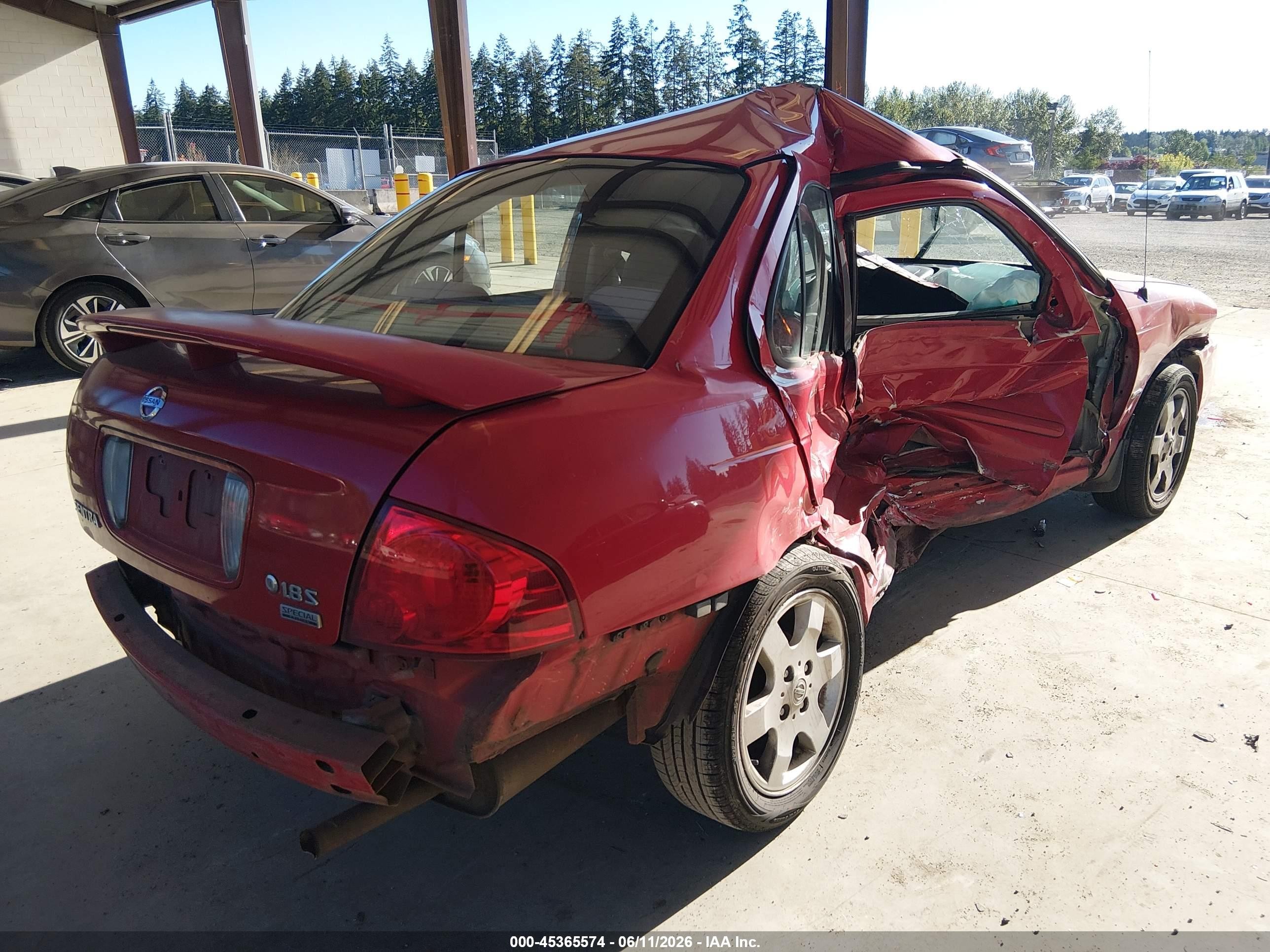 2006 Nissan Sentra 1.8s Red vin: 3N1CB51DX6L455751