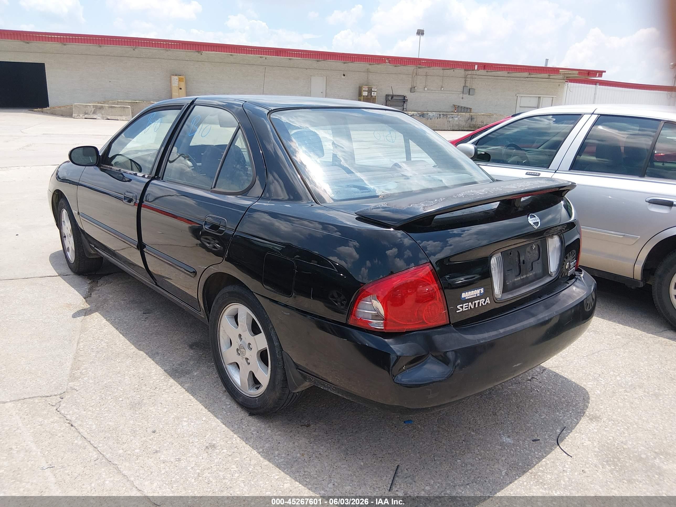2006 Nissan Sentra 1.8s Black vin: 3N1CB51DX6L489219