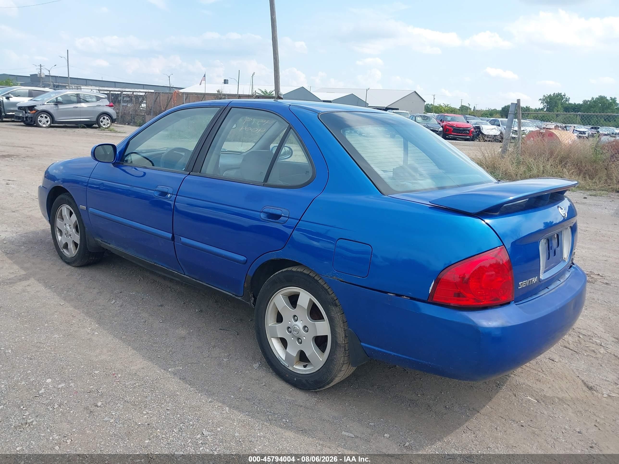 2006 Nissan Sentra 1.8s Blue vin: 3N1CB51DX6L493738