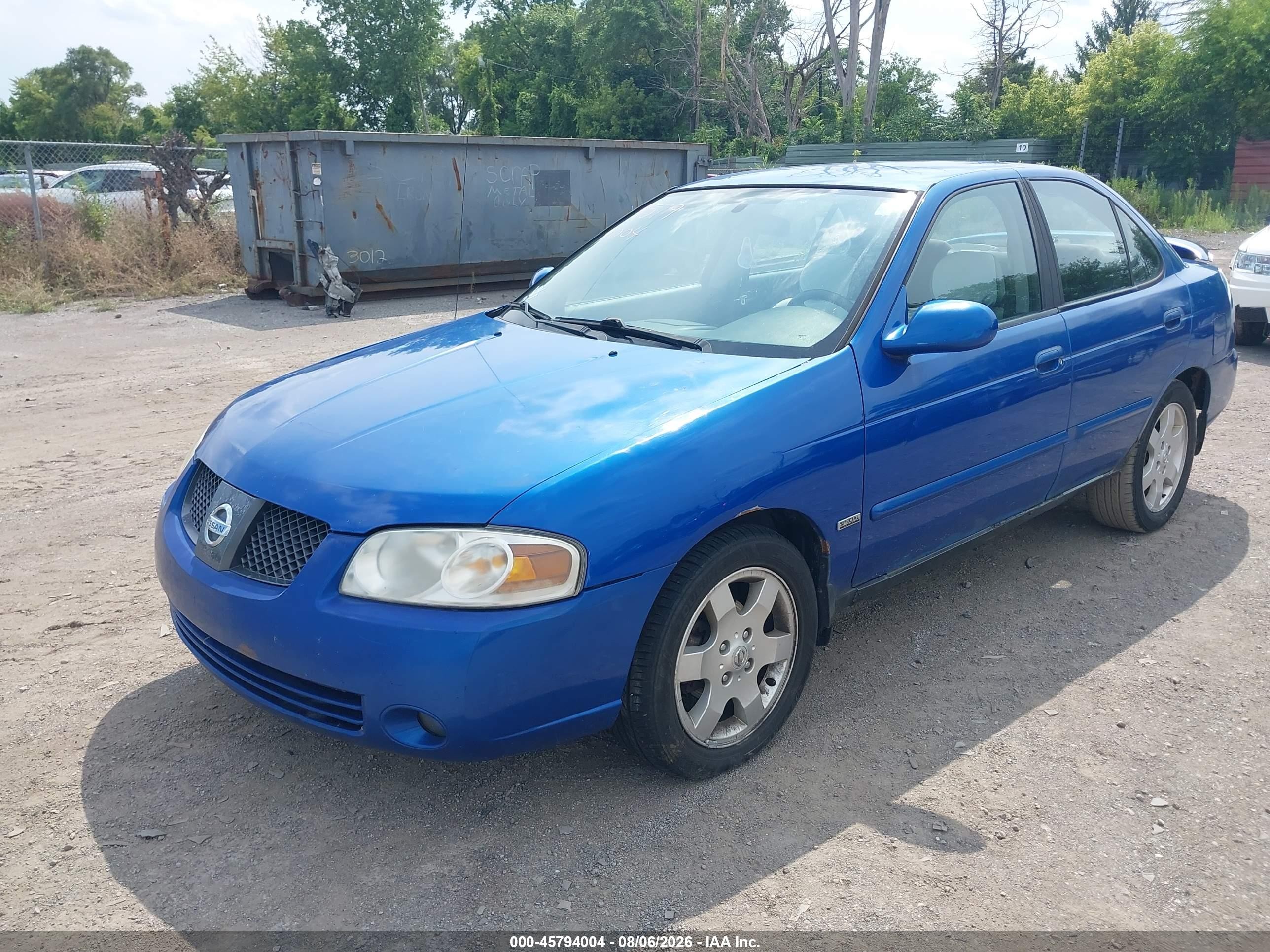 2006 Nissan Sentra 1.8s Blue vin: 3N1CB51DX6L493738