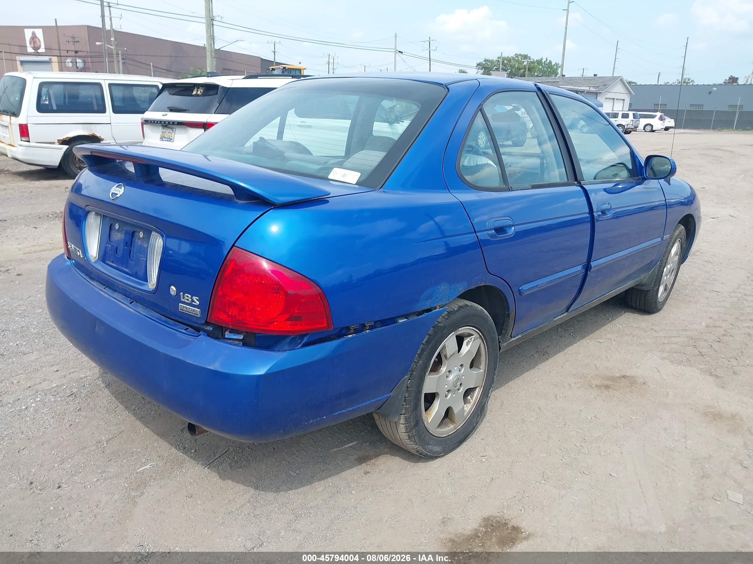 2006 Nissan Sentra 1.8s Blue vin: 3N1CB51DX6L493738