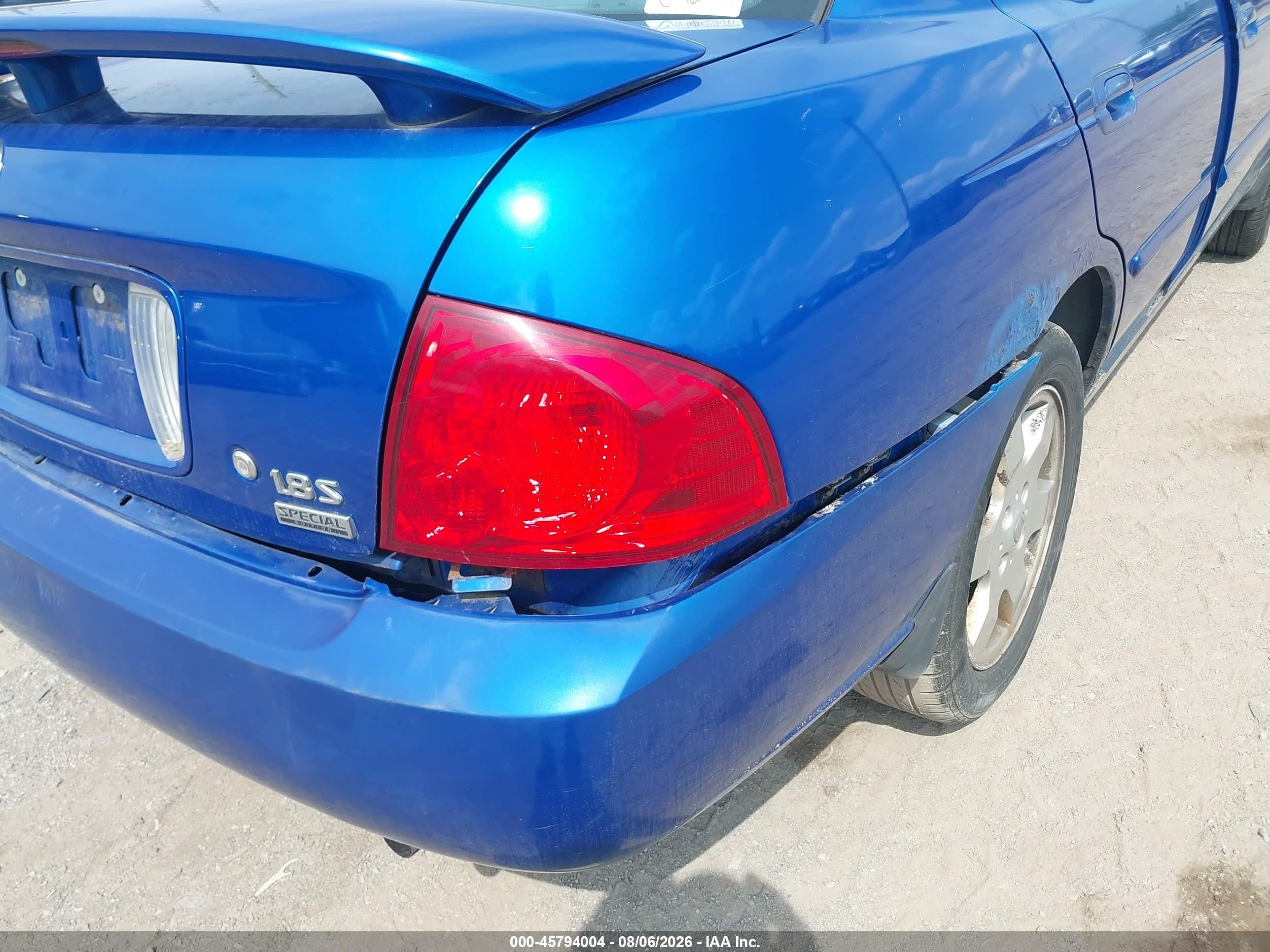 2006 Nissan Sentra 1.8s Blue vin: 3N1CB51DX6L493738