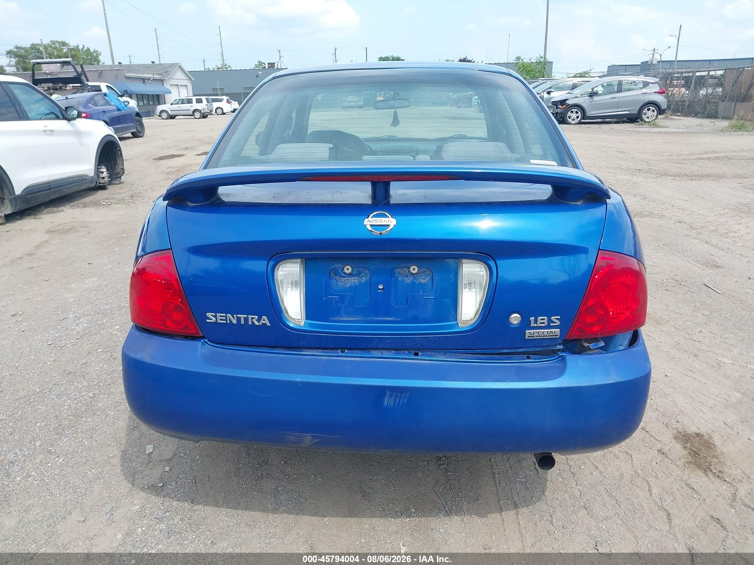 2006 Nissan Sentra 1.8s Blue vin: 3N1CB51DX6L493738