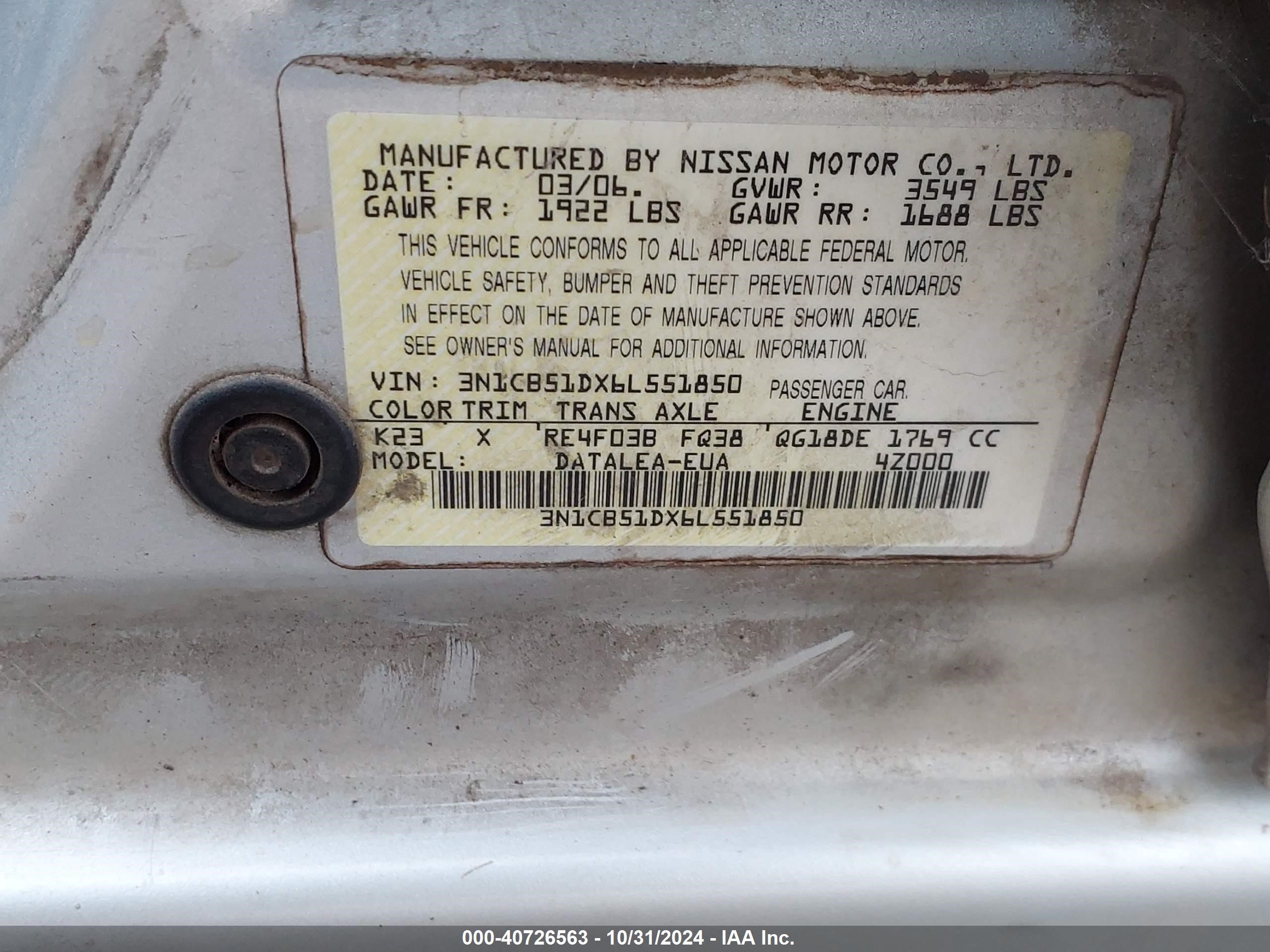 Price & History 2006 Nissan Sentra 1.8s 1.8l I-4 Dohc, Vvt, 126hp