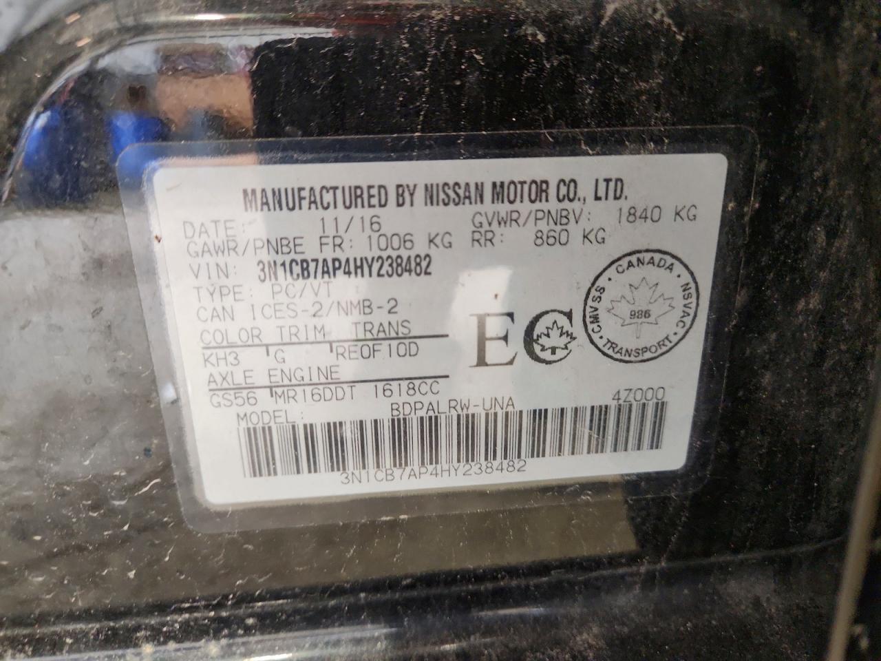 2017 Nissan Sentra Sr Turbo Black vin: 3N1CB7AP4HY238482