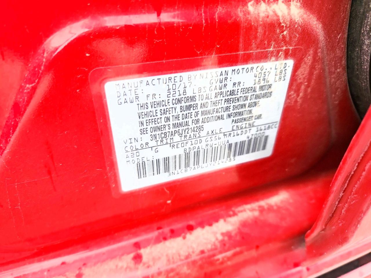 2018 Nissan Sentra Sr Turbo Red vin: 3N1CB7AP6JY214285