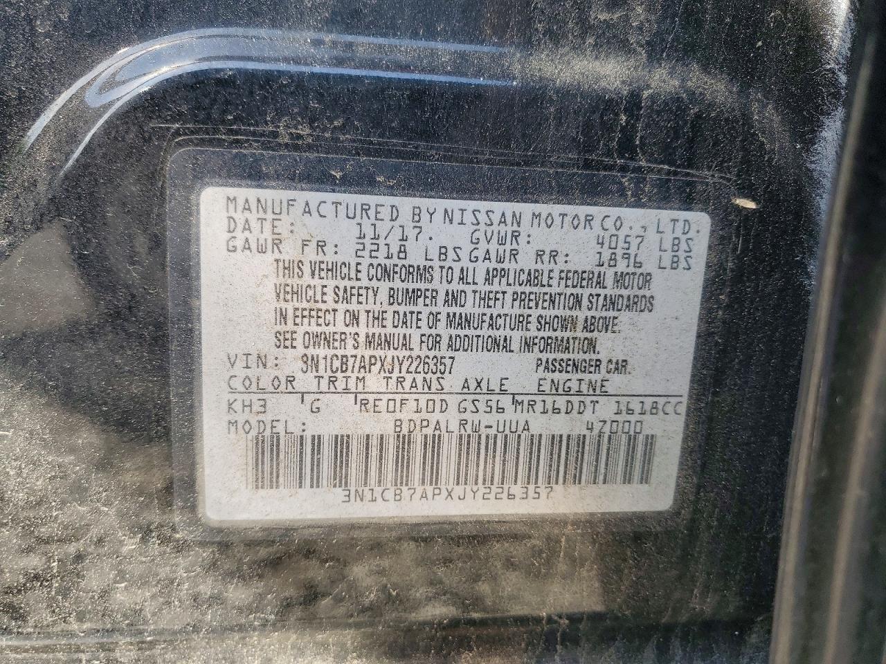 2018 Nissan Sentra Sr Turbo Black vin: 3N1CB7APXJY226357