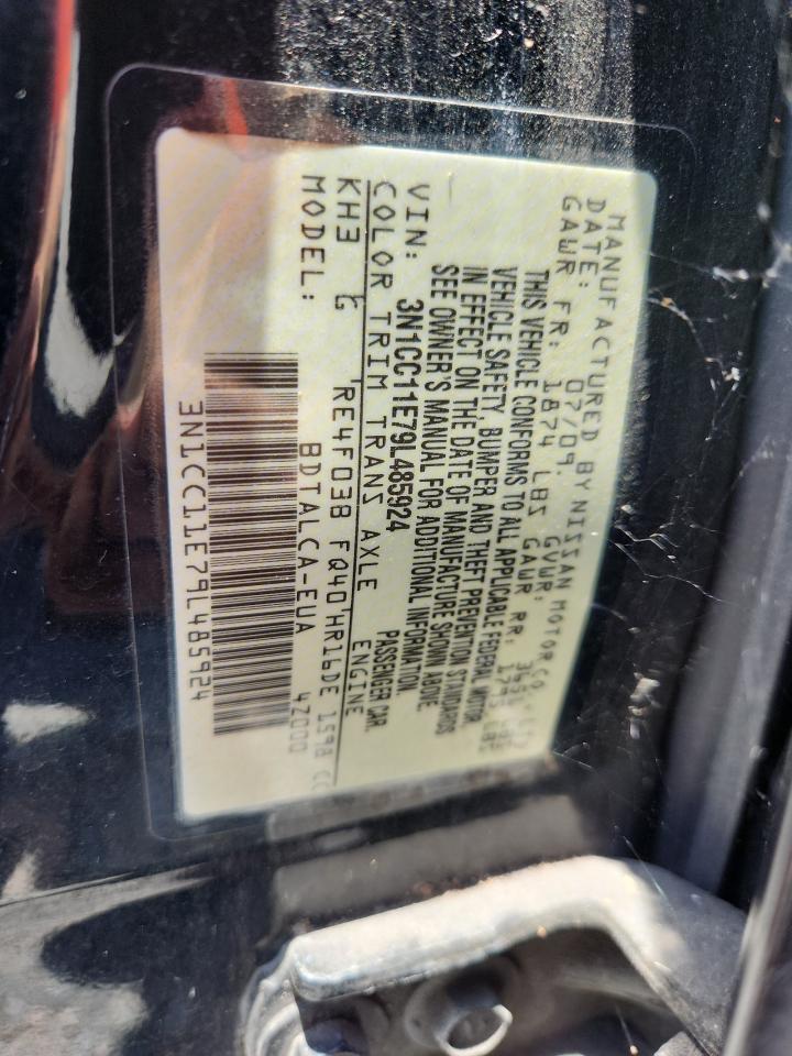 2009 Nissan Versa 1.6 Base Black vin: 3N1CC11E79L485924