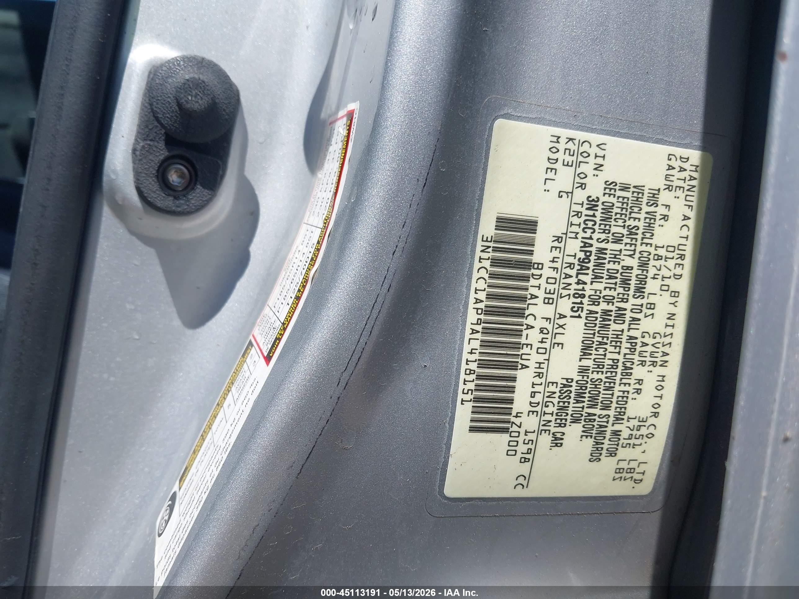 2010 Nissan Versa 1.6 Silver vin: 3N1CC1AP9AL418151