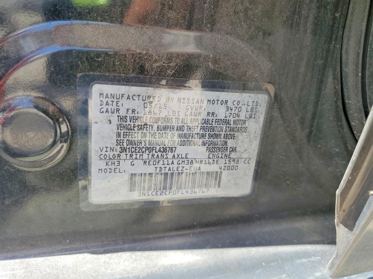 2015 Nissan Versa Note Sl Черный vin: 3N1CE2CP0FL436767
