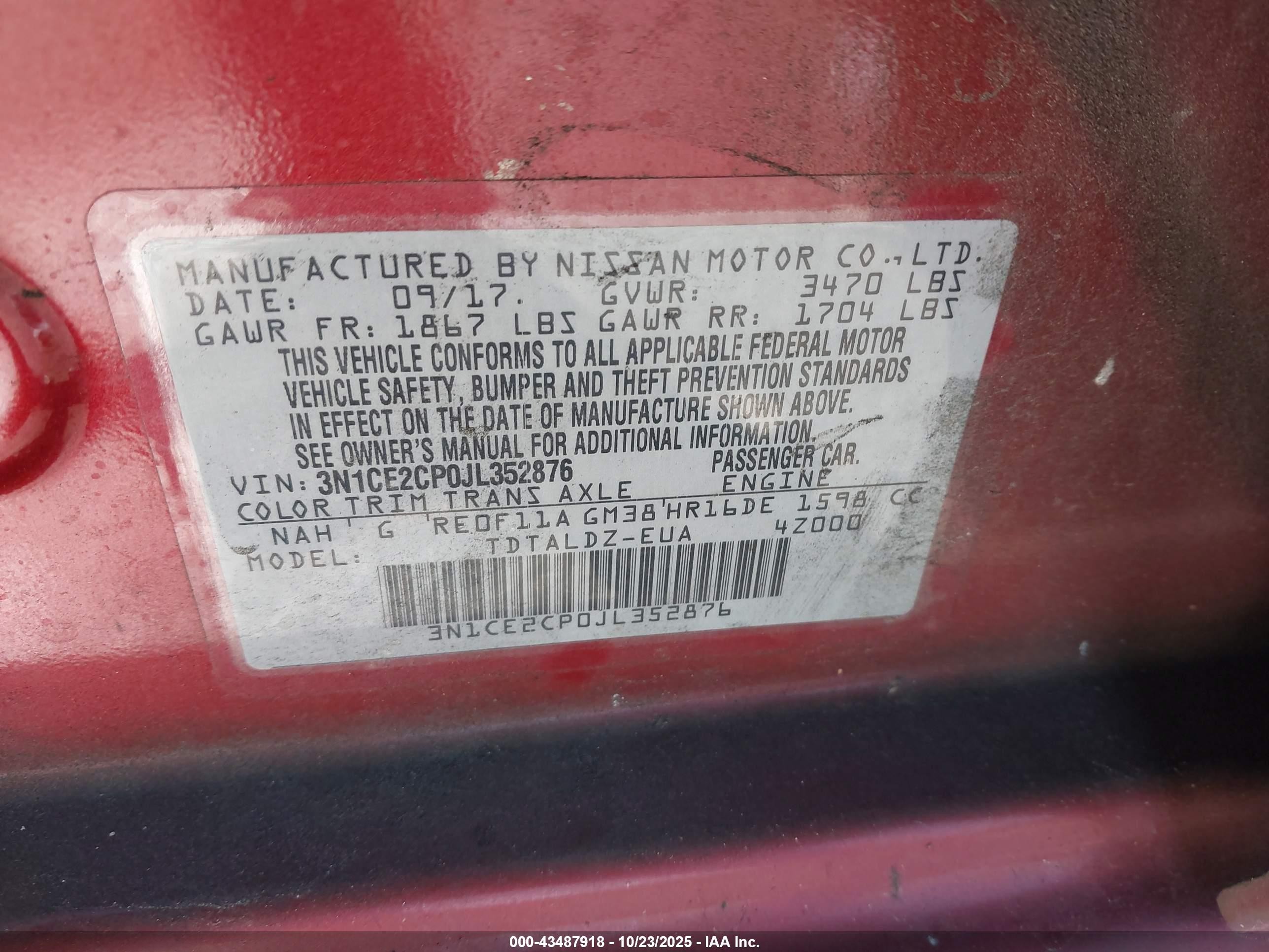 2018 Nissan Versa Note Sv Red vin: 3N1CE2CP0JL352876
