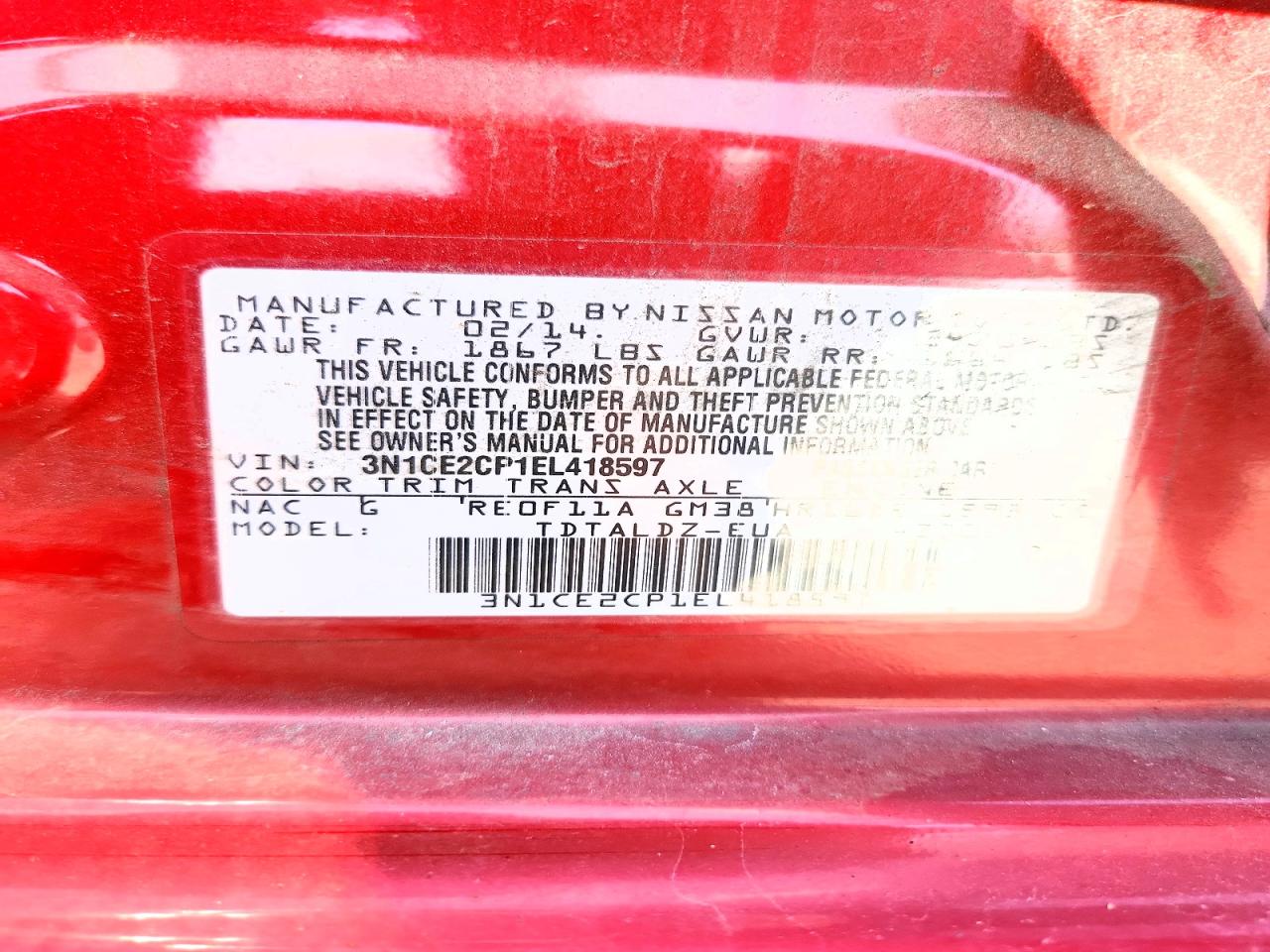 2014 Nissan Versa Note Sv Red vin: 3N1CE2CP1EL418597