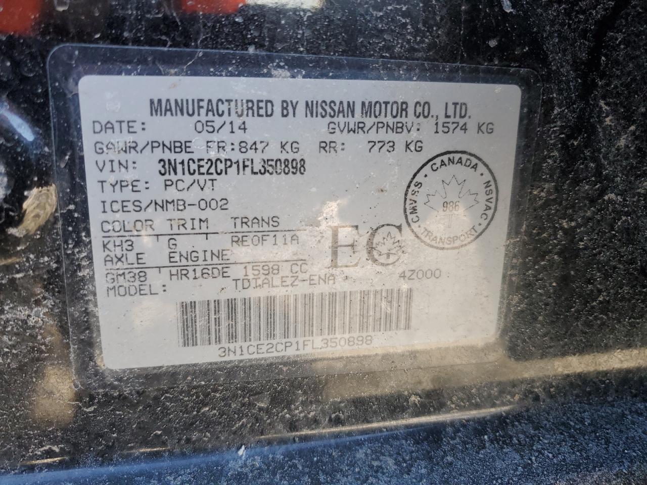 2015 Nissan Versa Note S Black vin: 3N1CE2CP1FL350898