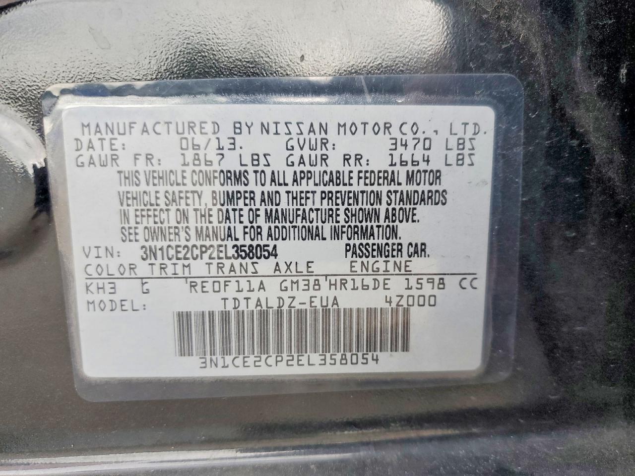 2014 Nissan Versa Note Sv Black vin: 3N1CE2CP2EL358054