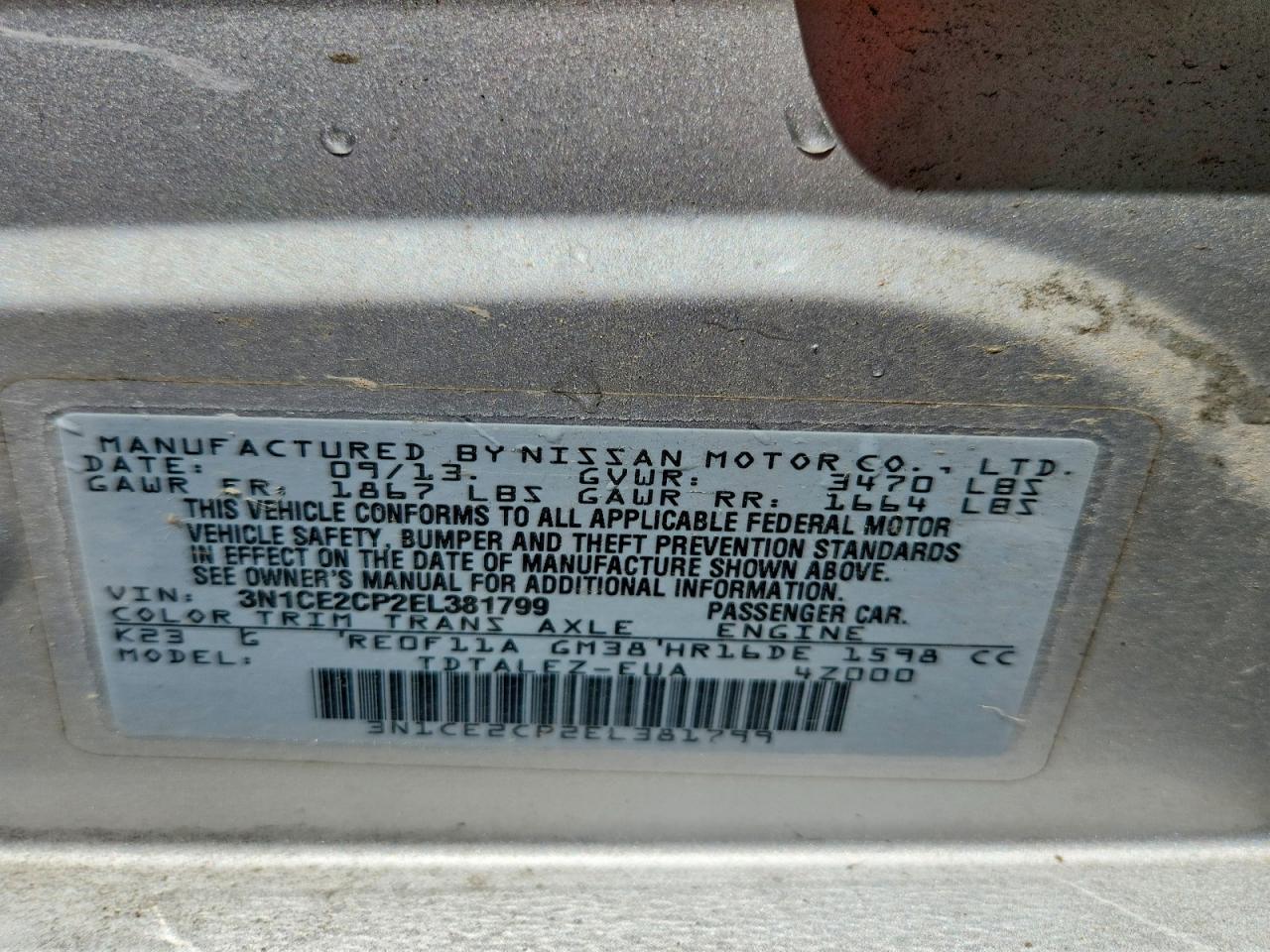 2014 Nissan Versa Note Sv Silver vin: 3N1CE2CP2EL381799