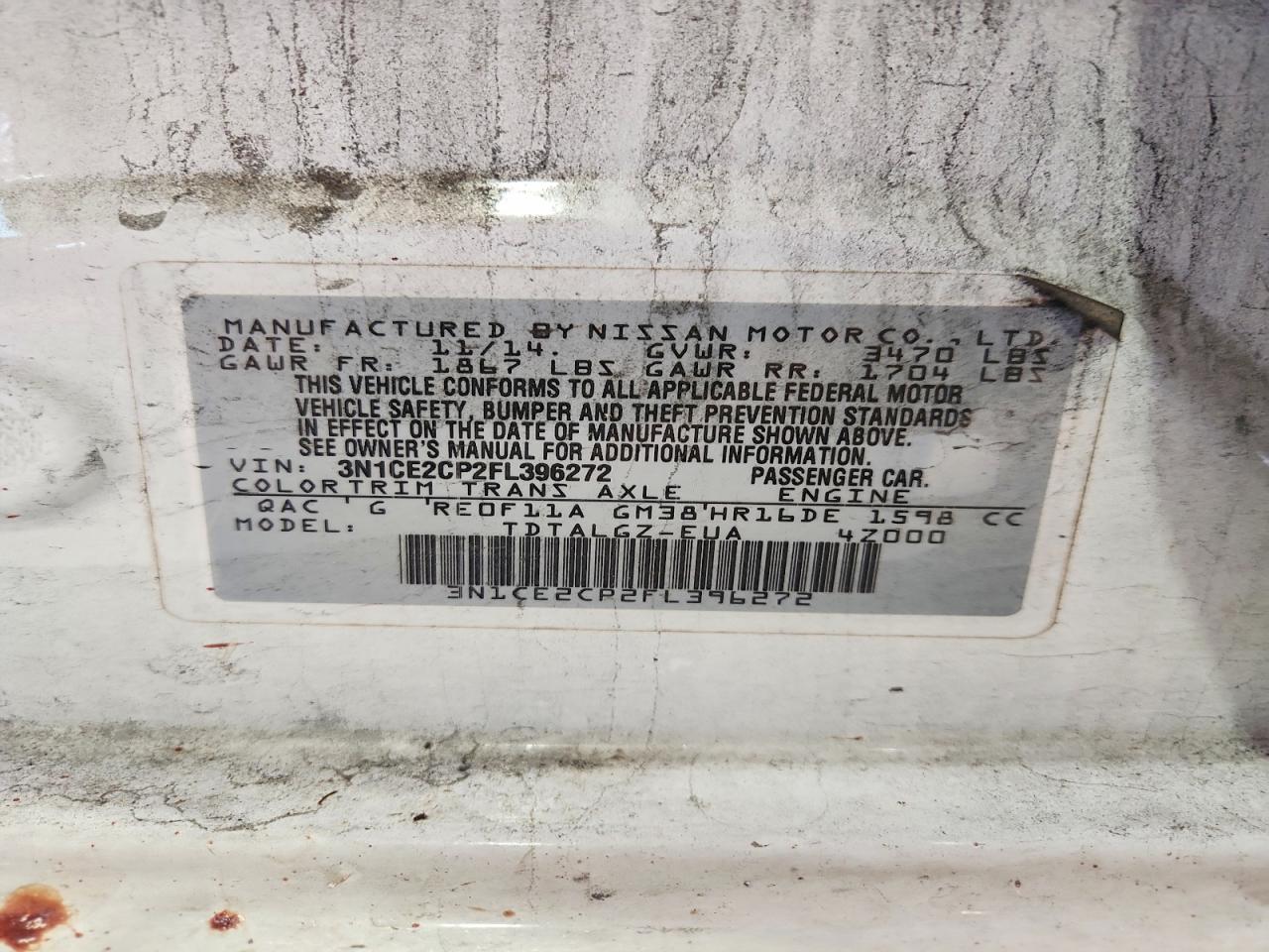 2015 Nissan Versa Note Sr White vin: 3N1CE2CP2FL396272