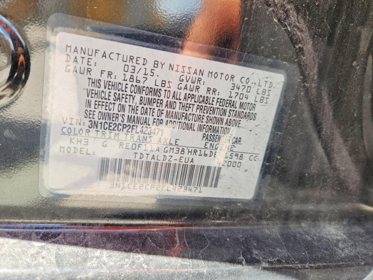 2015 Nissan Versa Note Sv Black vin: 3N1CE2CP2FL423471