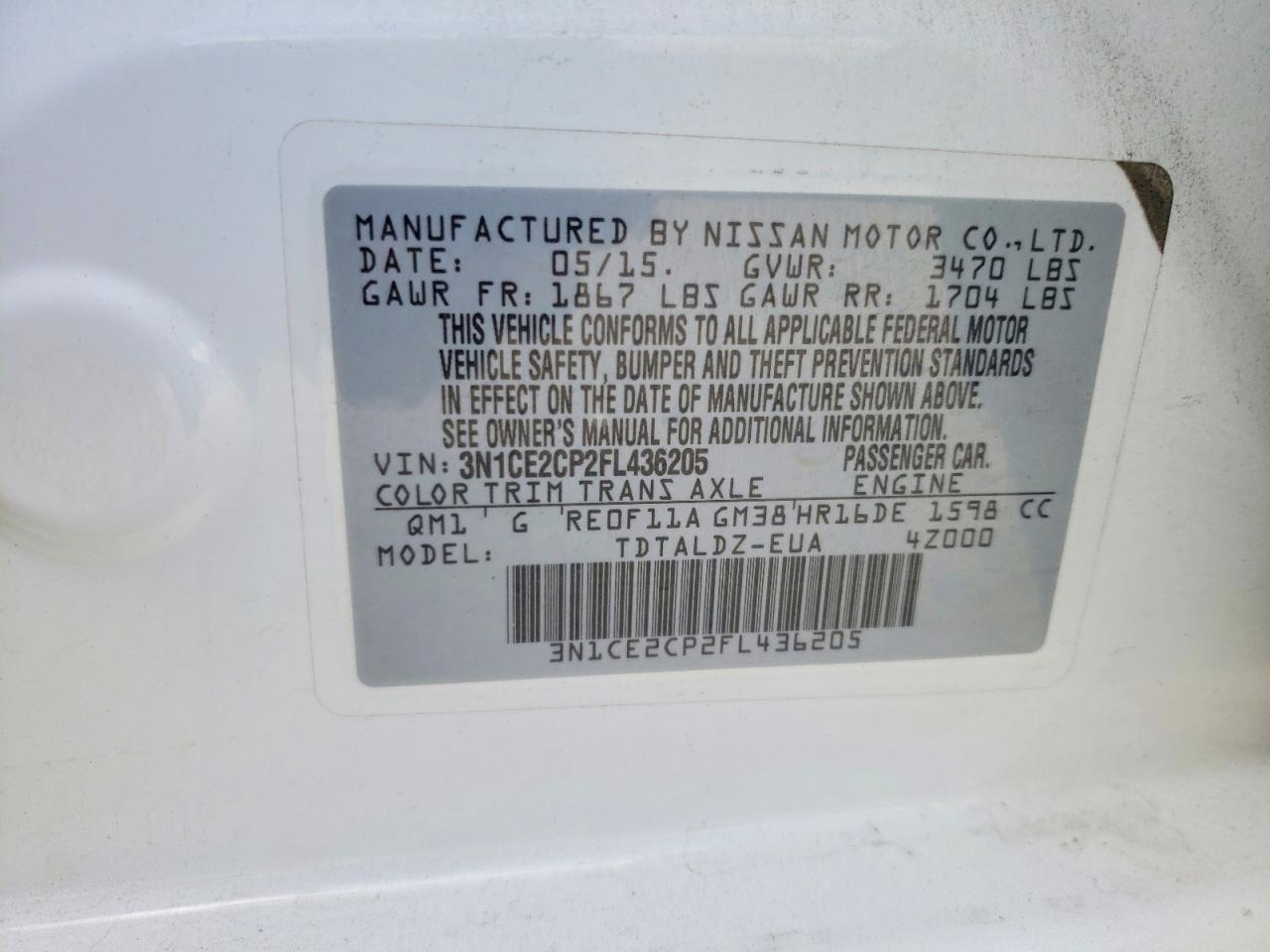 2015 Nissan Versa Note Sv Белый vin: 3N1CE2CP2FL436205