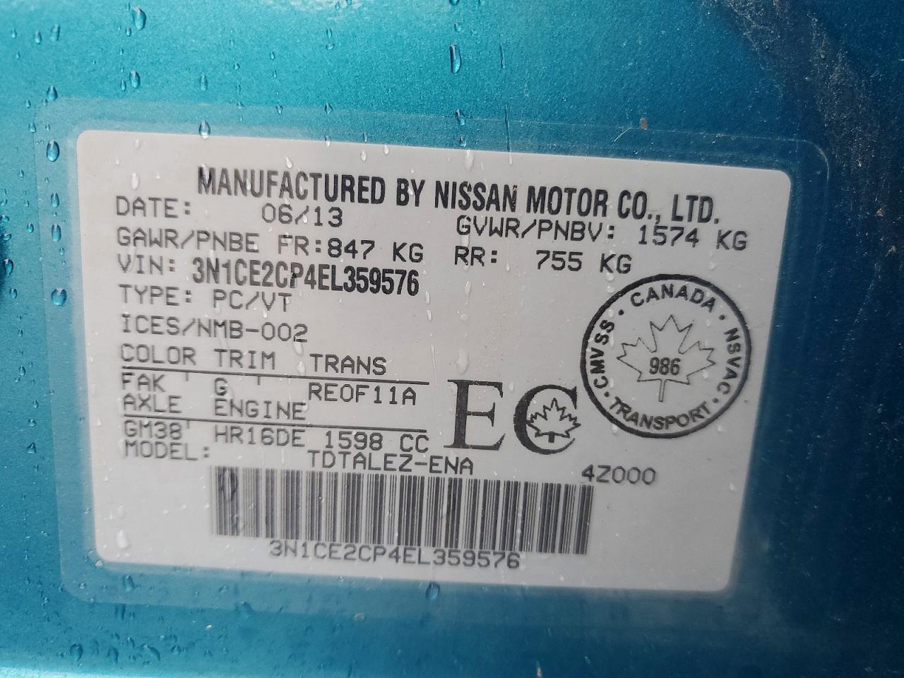 2014 Nissan Versa Note S Blue vin: 3N1CE2CP4EL359576