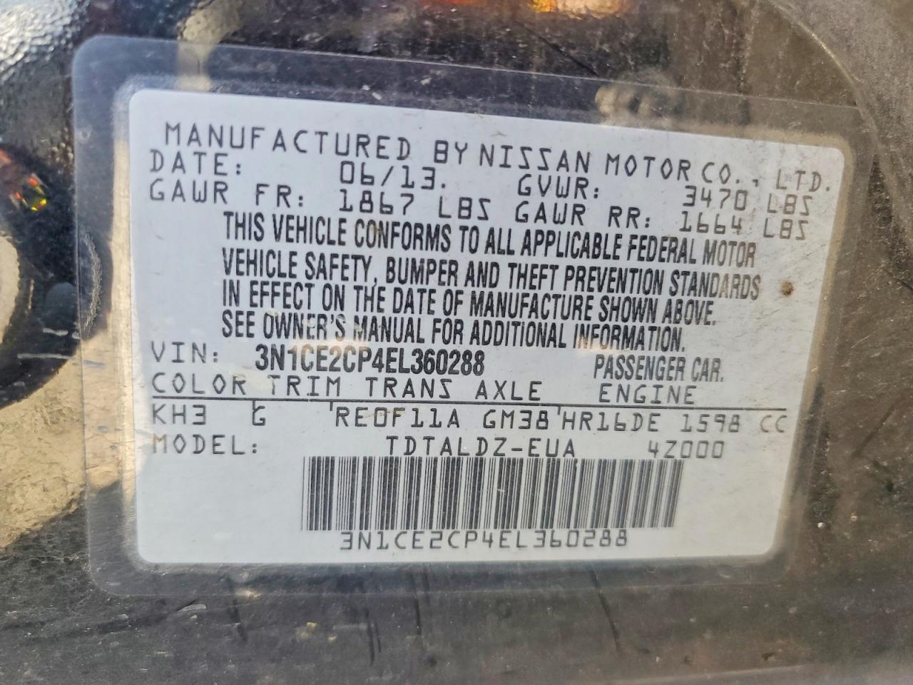 2014 Nissan Versa Note Sv Black vin: 3N1CE2CP4EL360288