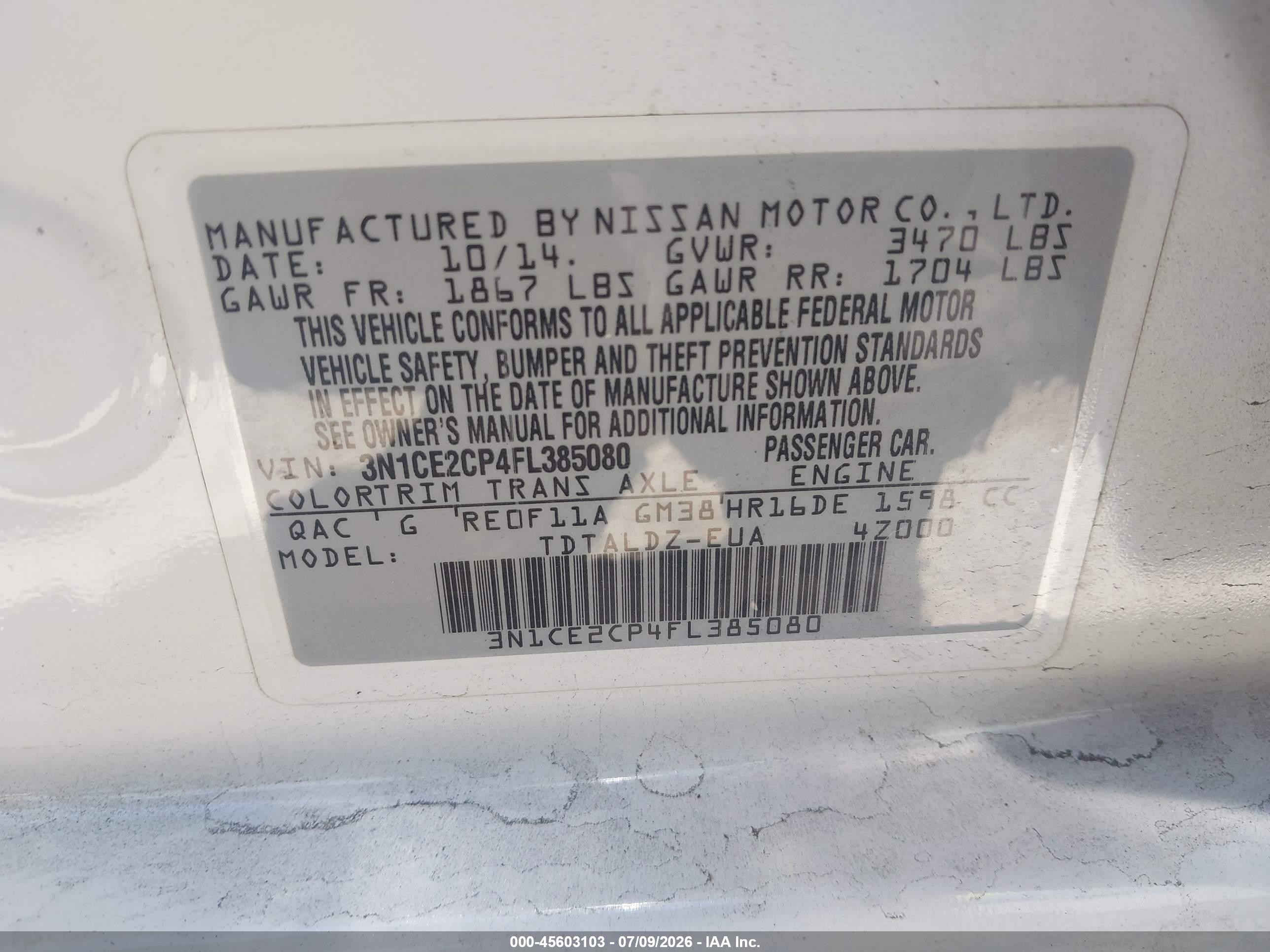 2015 Nissan Versa Note Sv Белый vin: 3N1CE2CP4FL385080