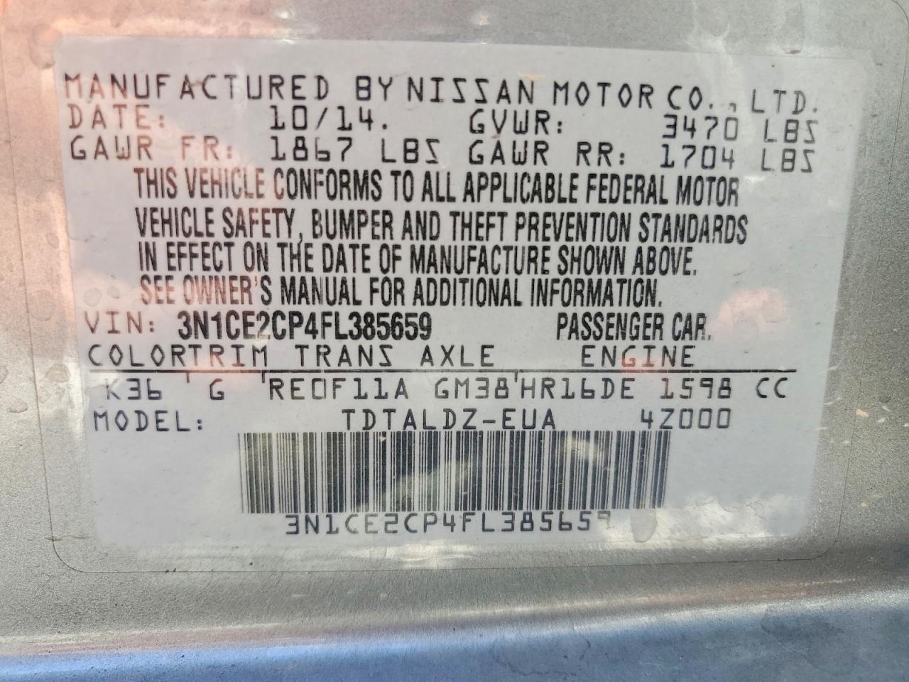 2015 Nissan Versa Note Sv Gray vin: 3N1CE2CP4FL385659