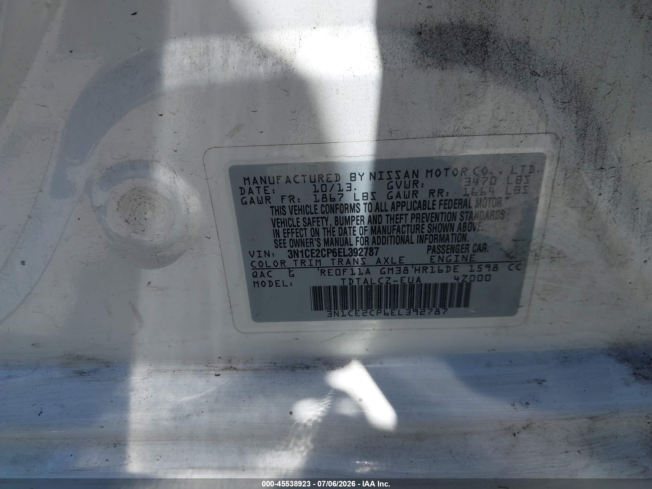 2014 Nissan Versa Note S Plus White vin: 3N1CE2CP6EL392787
