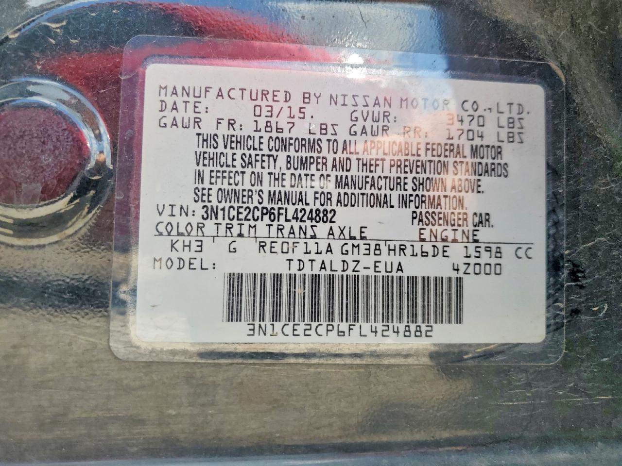2015 Nissan Versa Note Sv Black vin: 3N1CE2CP6FL424882