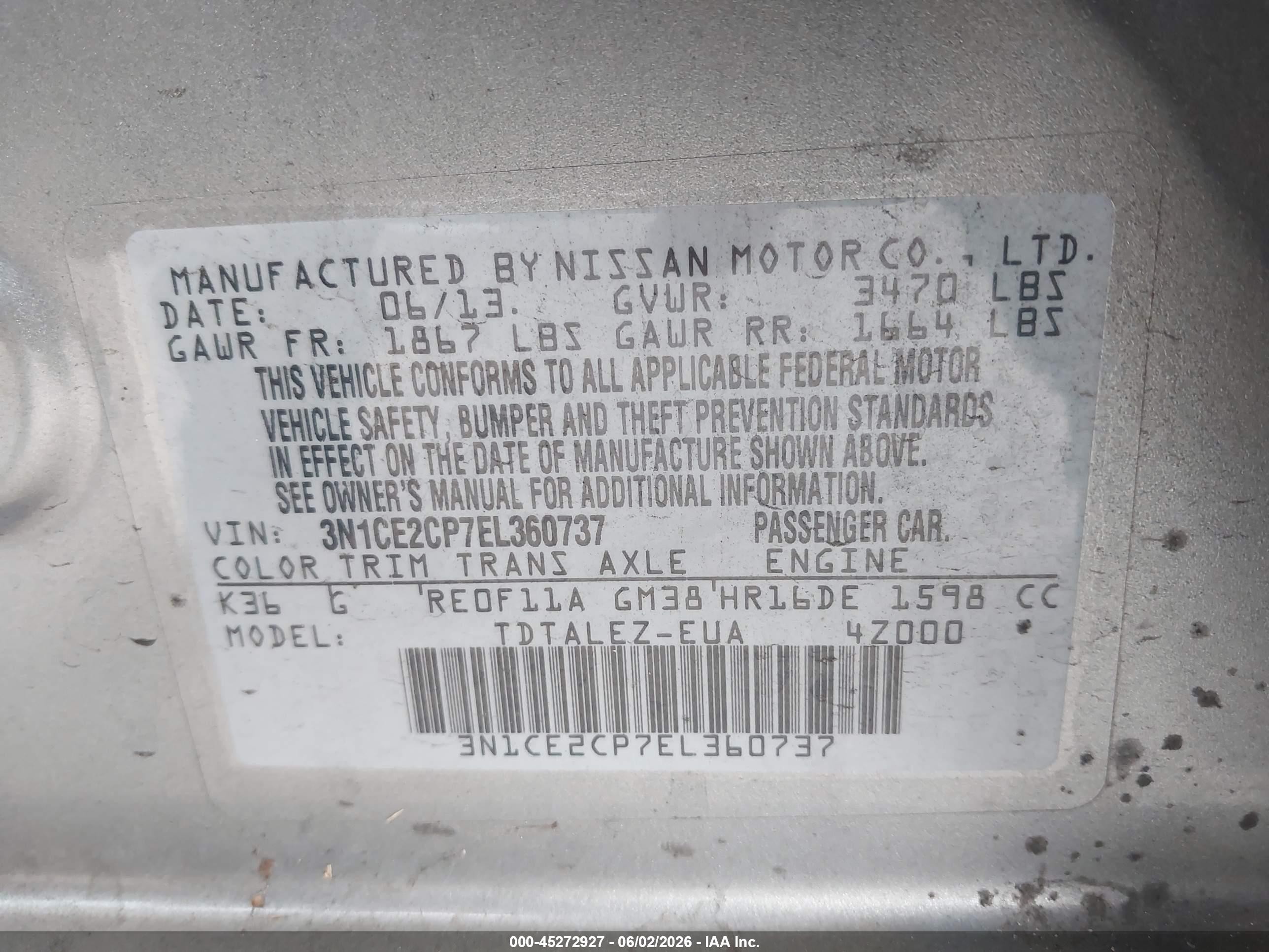 2014 Nissan Versa Note Sv Серебряный vin: 3N1CE2CP7EL360737