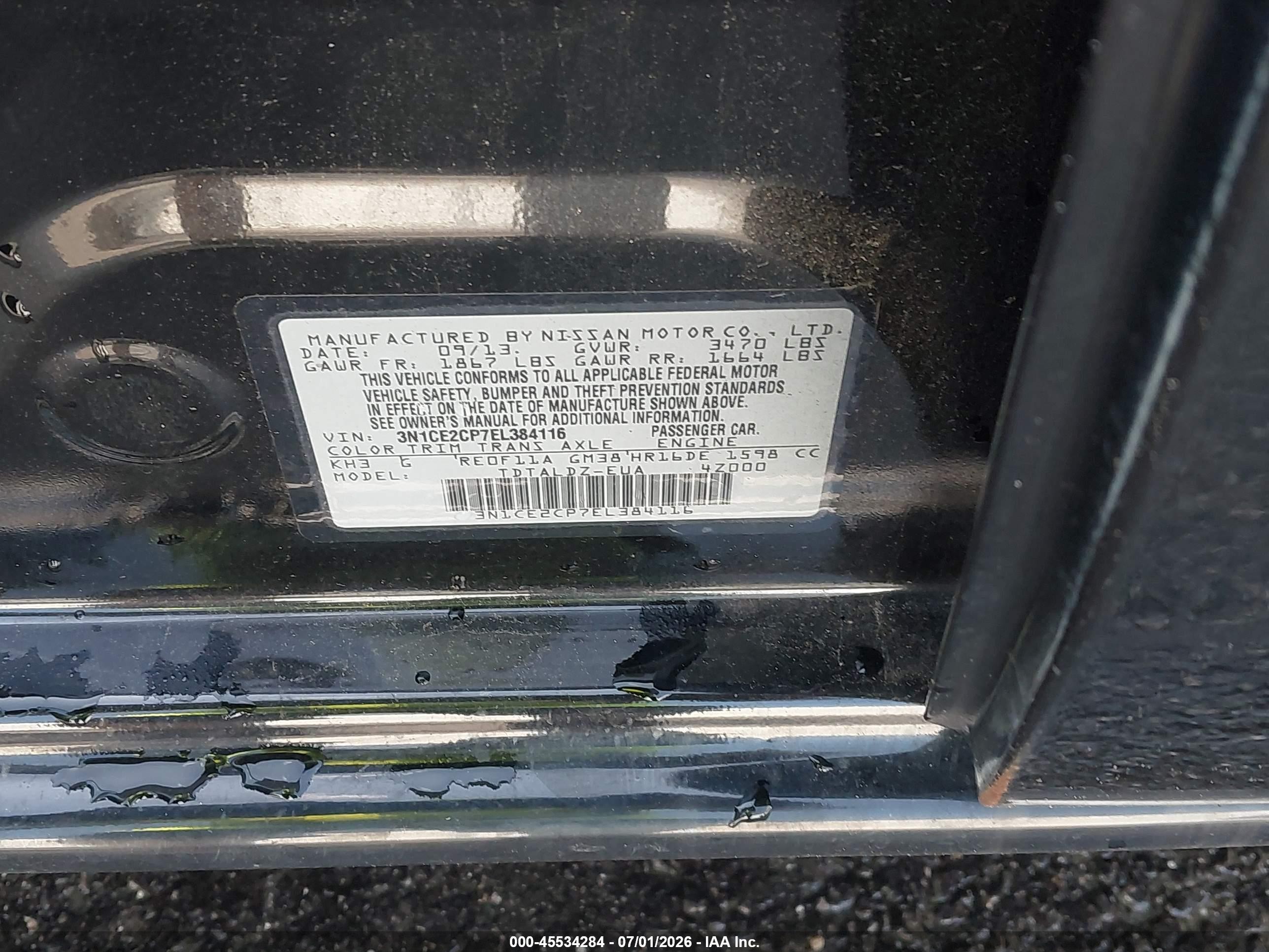 2014 Nissan Versa Note Sv Black vin: 3N1CE2CP7EL384116