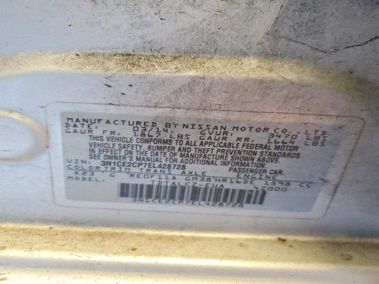 2014 Nissan Versa Note S Plus Серебряный vin: 3N1CE2CP7EL428728