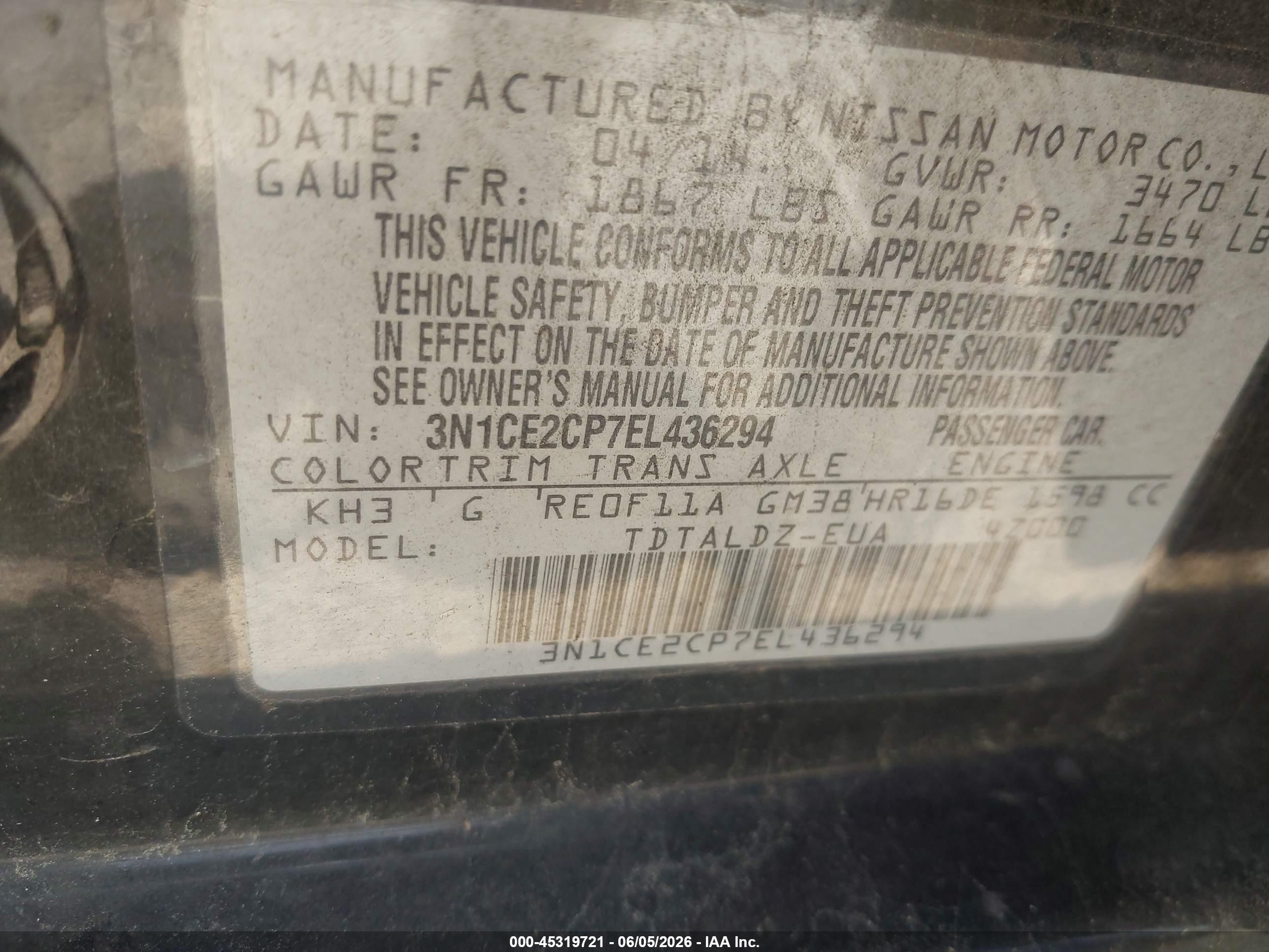 2014 Nissan Versa Note Sv Black vin: 3N1CE2CP7EL436294