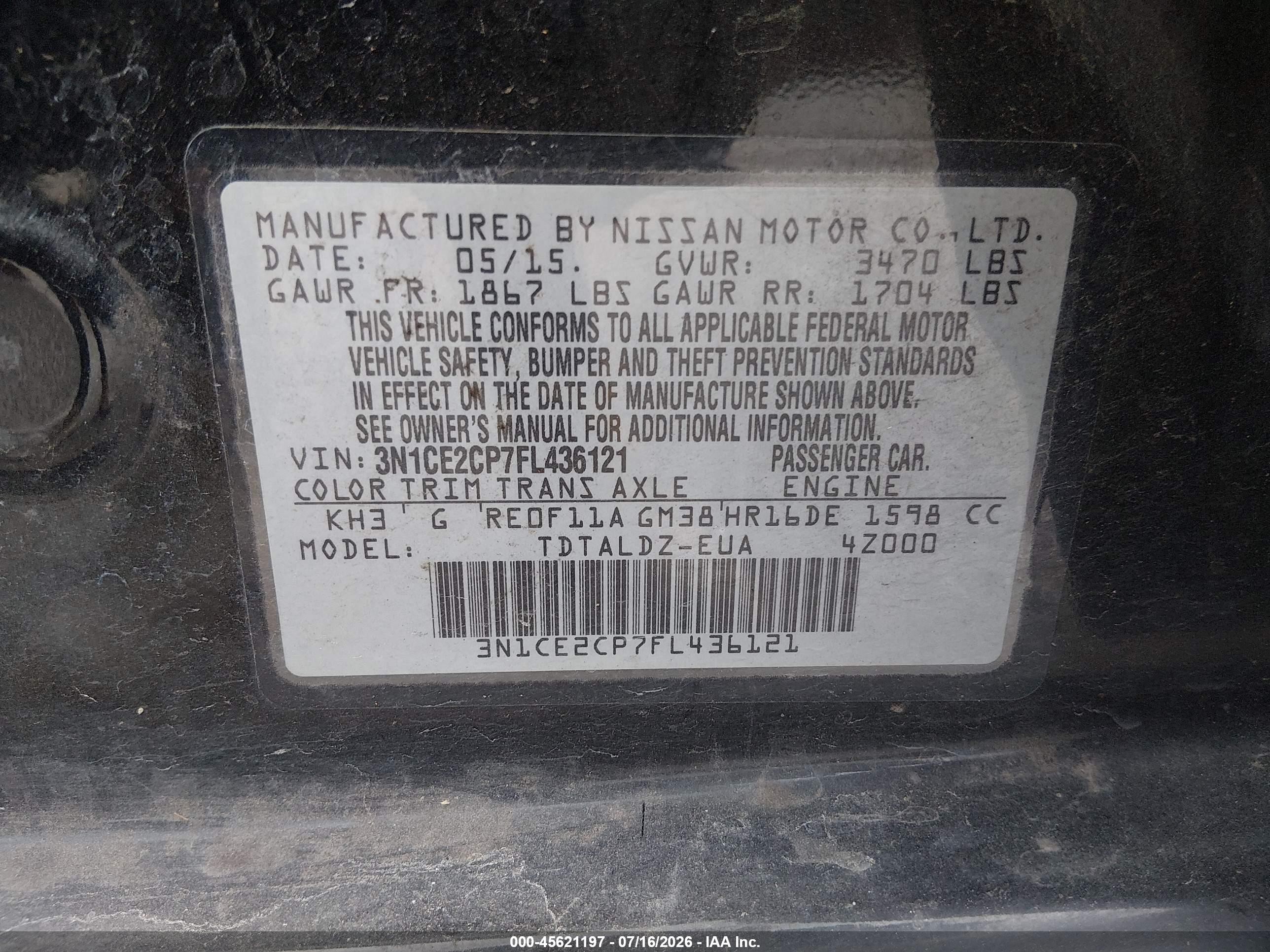 2015 Nissan Versa Note Sv Черный vin: 3N1CE2CP7FL436121