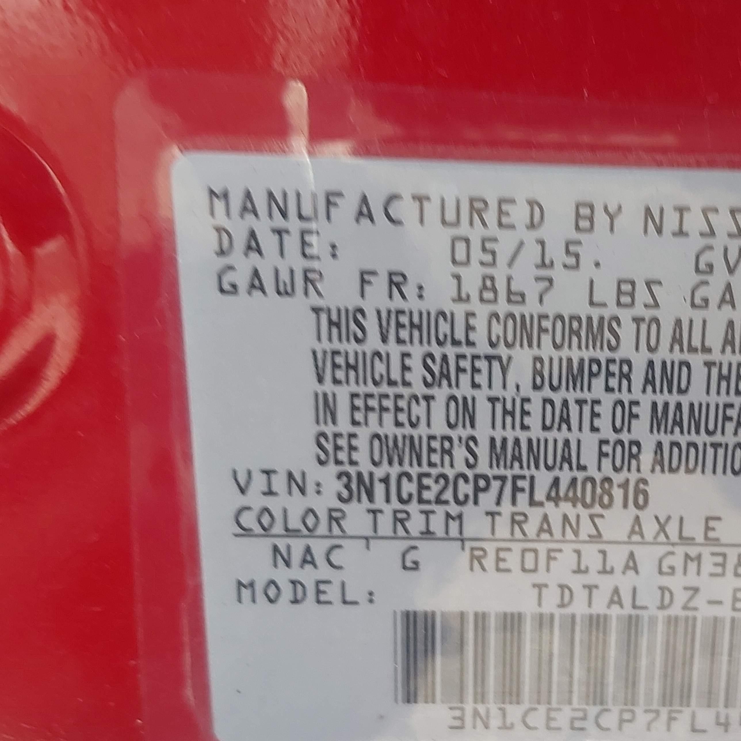 2015 Nissan Versa Note Sv Red vin: 3N1CE2CP7FL440816