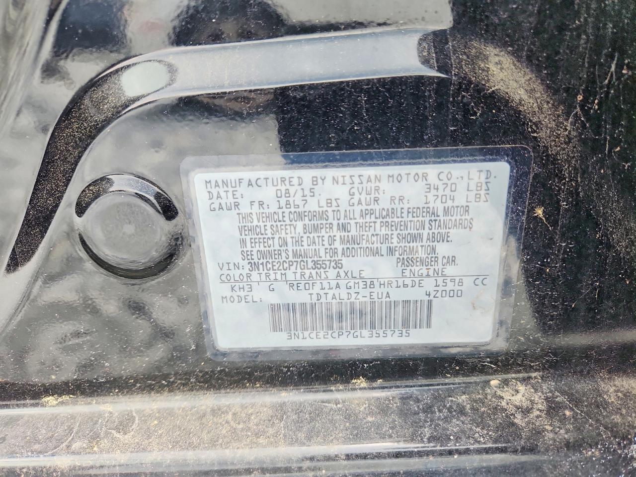 2016 Nissan Versa Note Sv Черный vin: 3N1CE2CP7GL355735