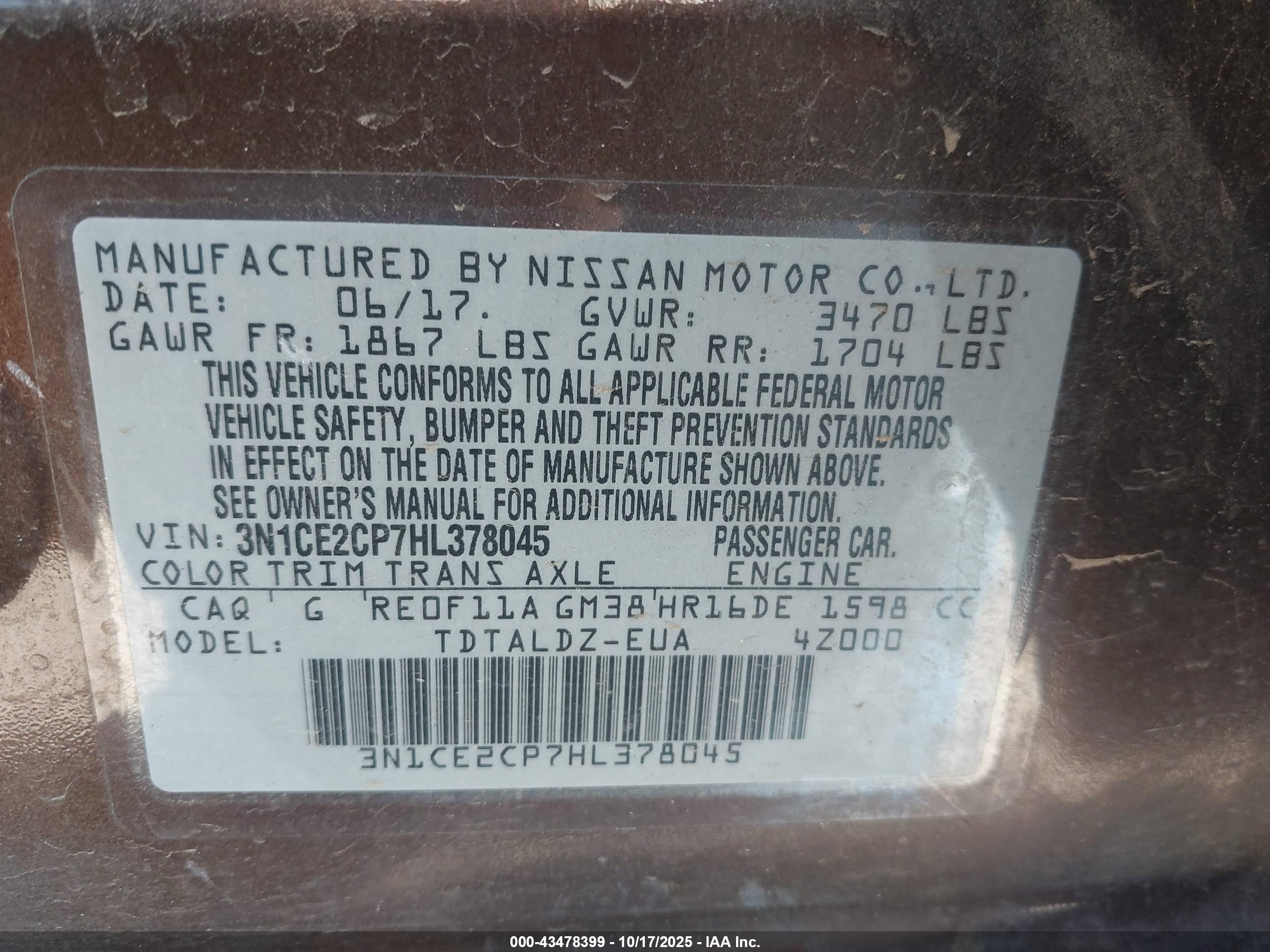 2017 Nissan Versa Note Sv Burgundy vin: 3N1CE2CP7HL378045