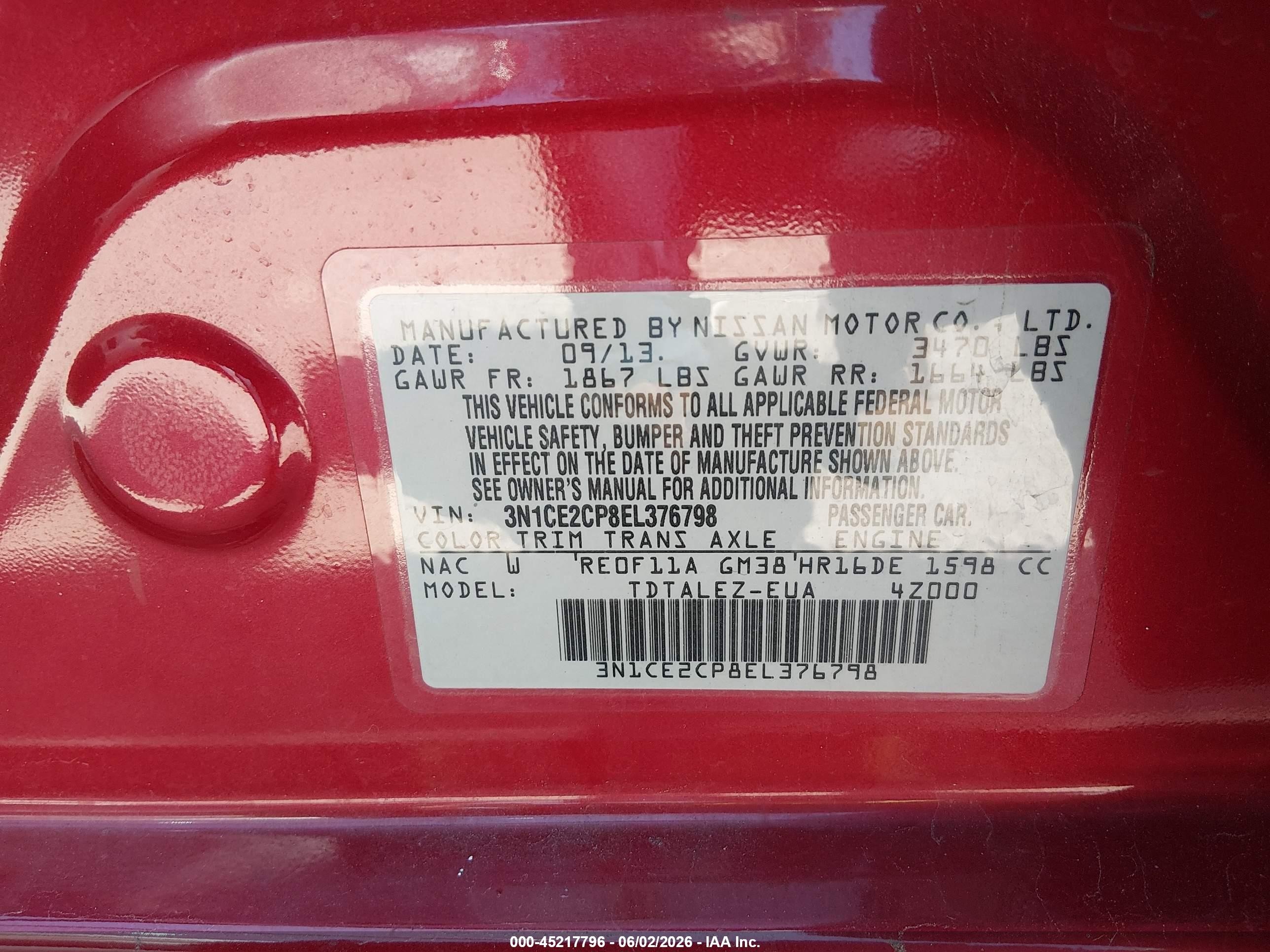 2014 Nissan Versa Note Sv Red vin: 3N1CE2CP8EL376798