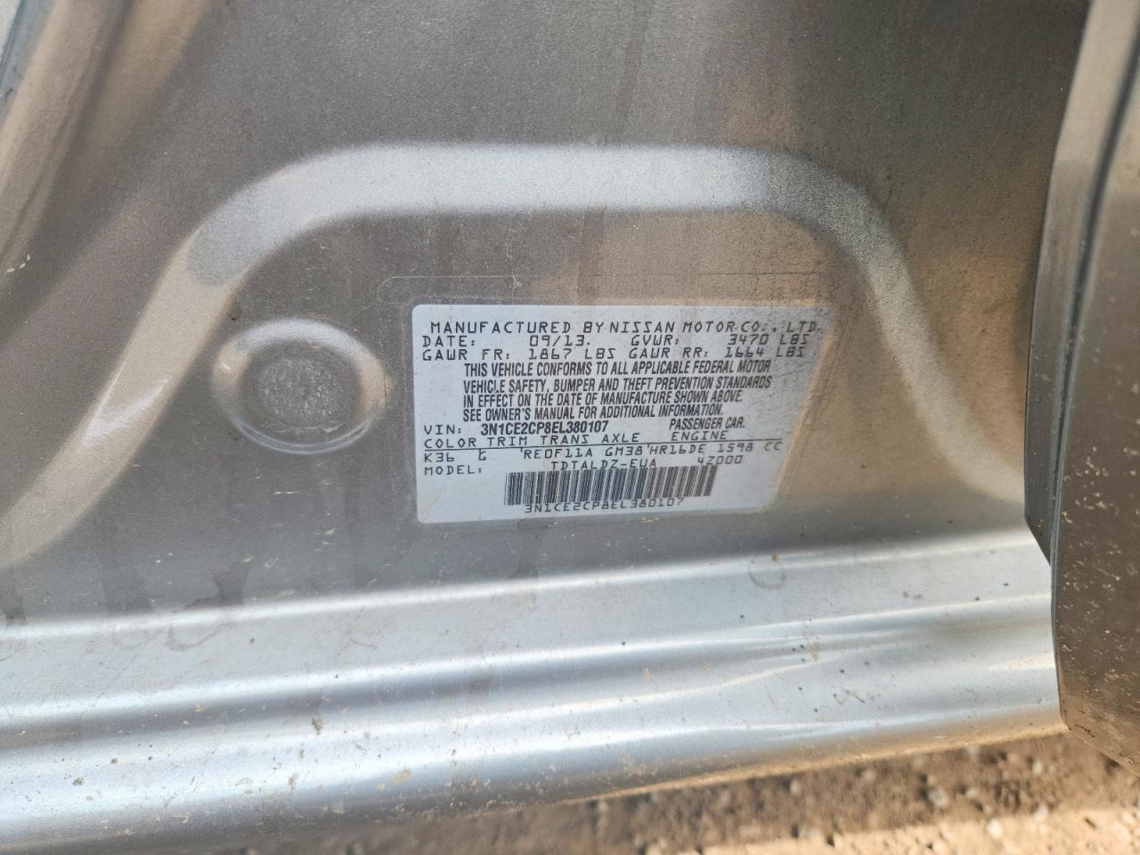 2014 Nissan Versa Note Sv Gray vin: 3N1CE2CP8EL380107