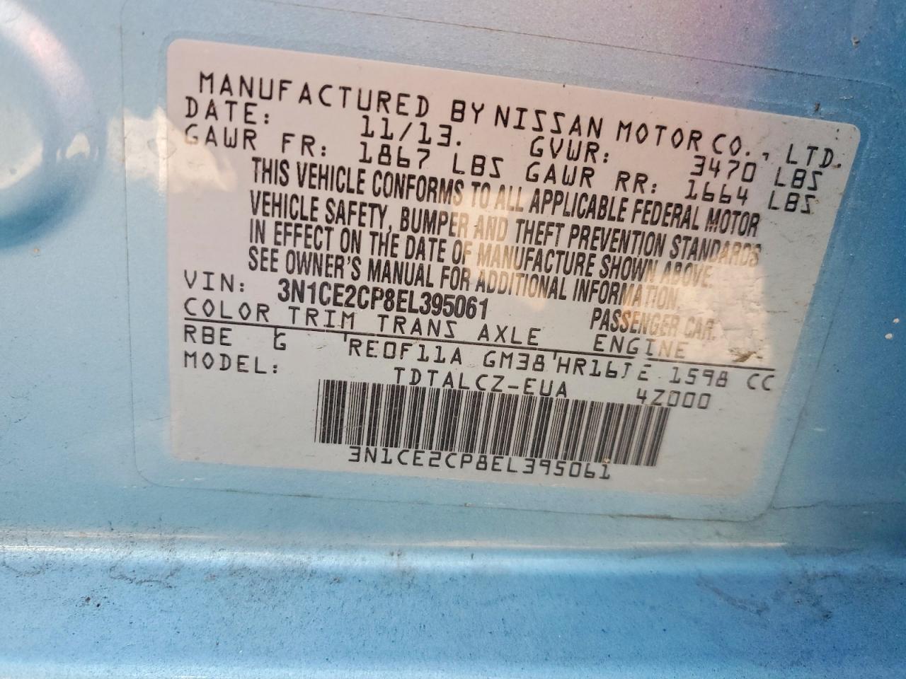 2014 Nissan Versa Note S Plus Blue vin: 3N1CE2CP8EL395061