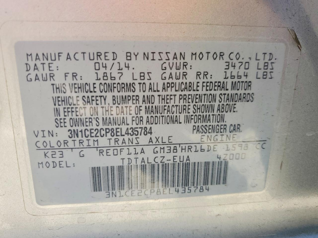 2014 Nissan Versa Note S Plus Silver vin: 3N1CE2CP8EL435784