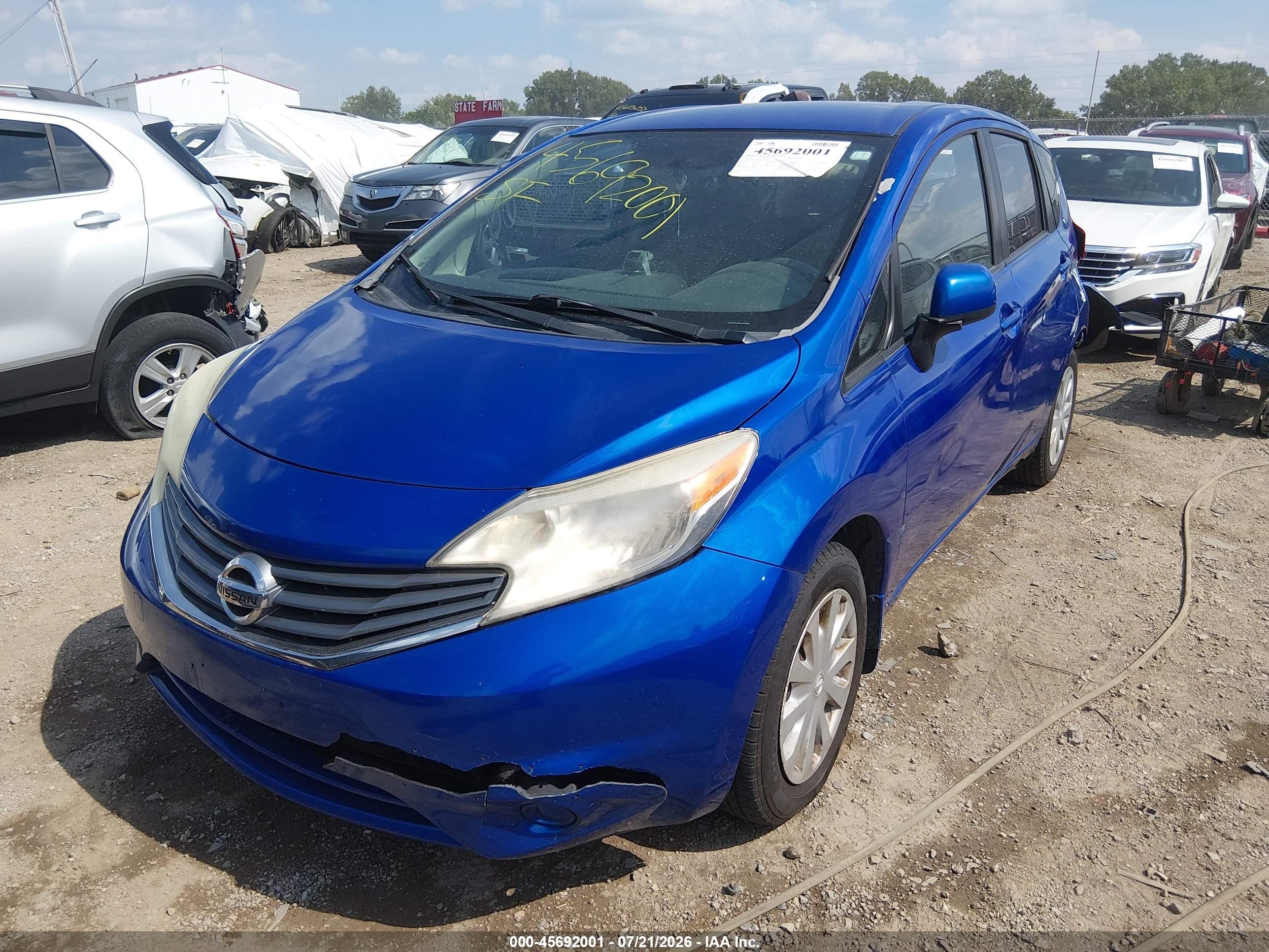 2014 Nissan Versa Note S Plus Синий vin: 3N1CE2CP8EL437096