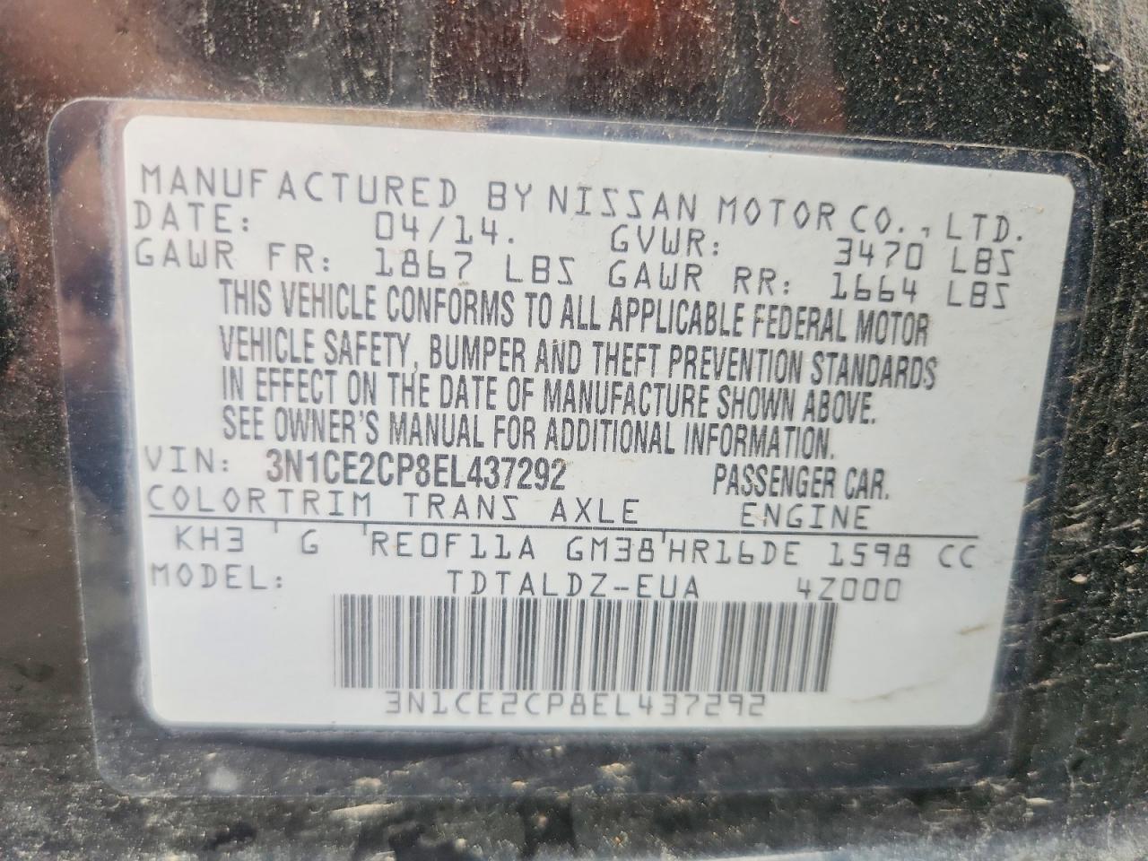2014 Nissan Versa Note Sv Black vin: 3N1CE2CP8EL437292
