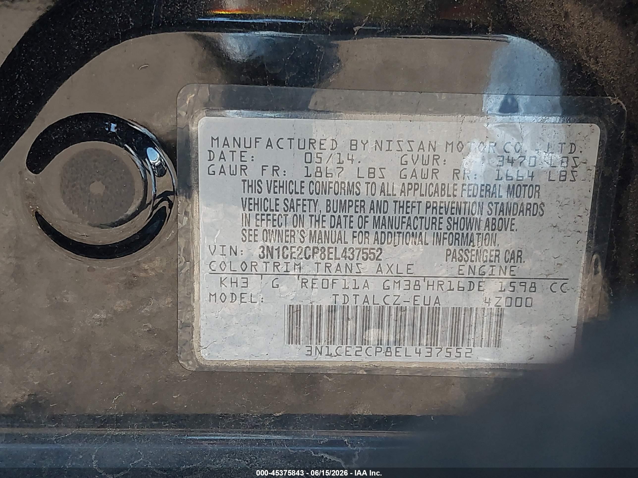 2014 Nissan Versa Note S Plus Black vin: 3N1CE2CP8EL437552