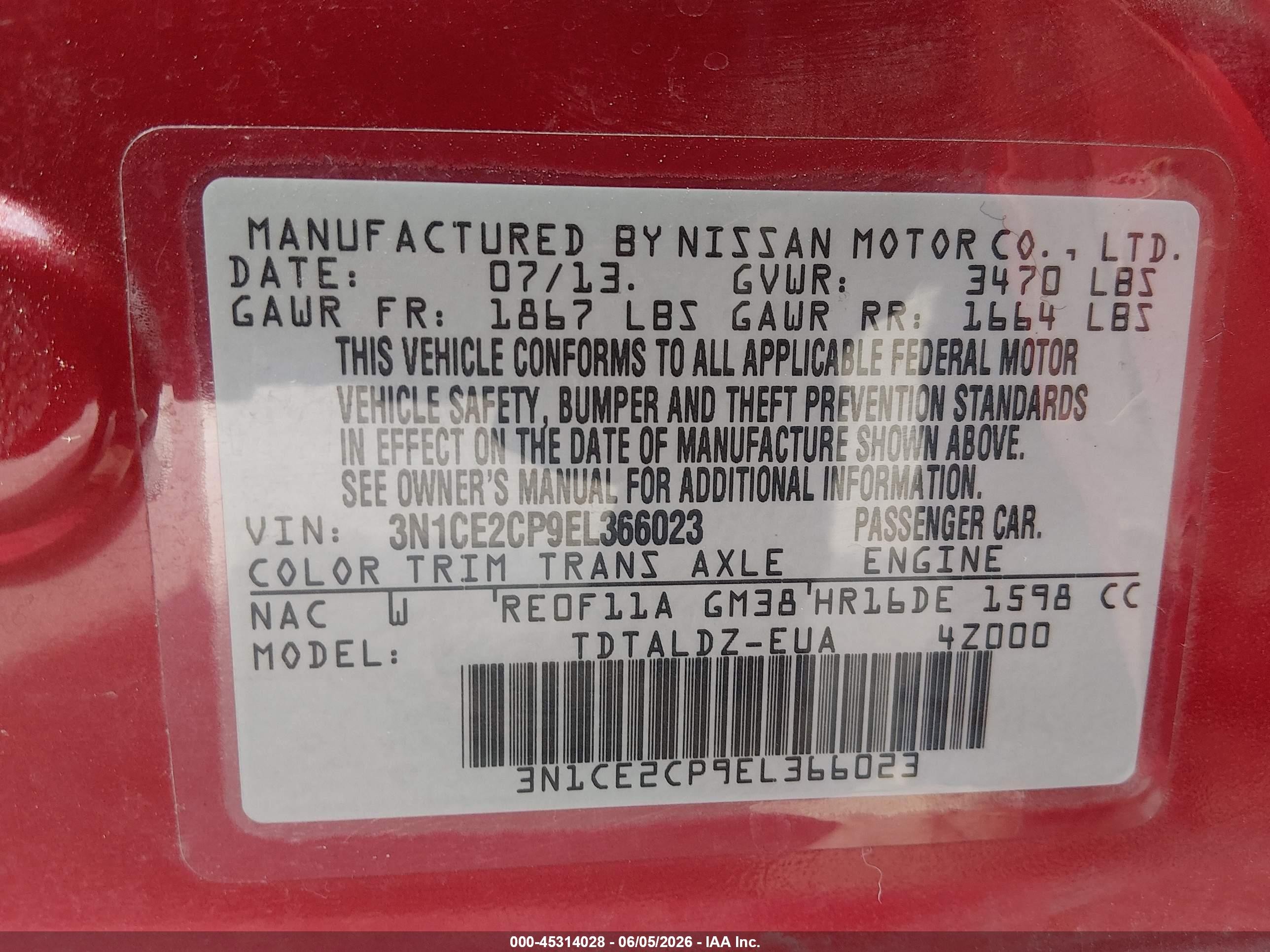2014 Nissan Versa Note Sv Красный vin: 3N1CE2CP9EL366023