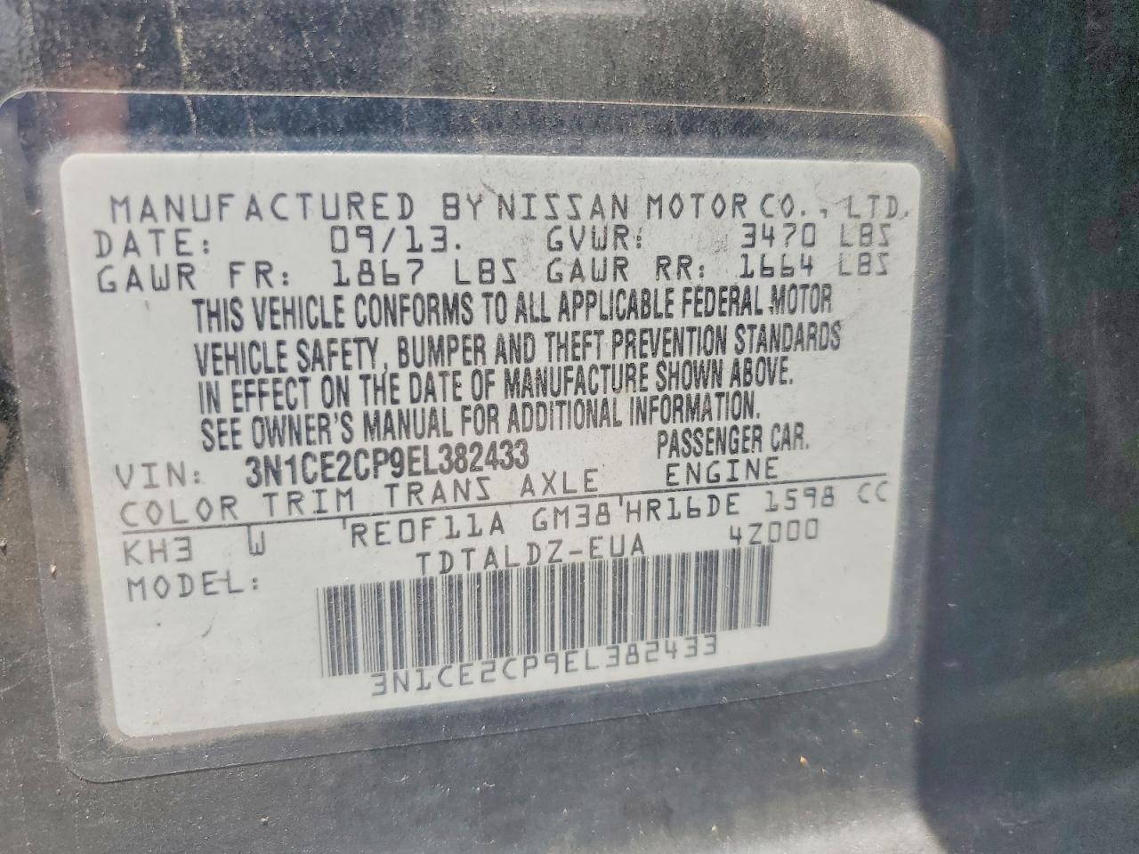 2014 Nissan Versa Note Sv Black vin: 3N1CE2CP9EL382433