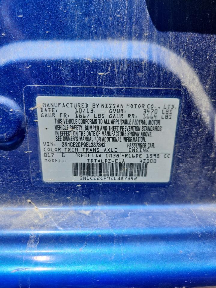 2014 Nissan Versa Note Sv Blue vin: 3N1CE2CP9EL387342